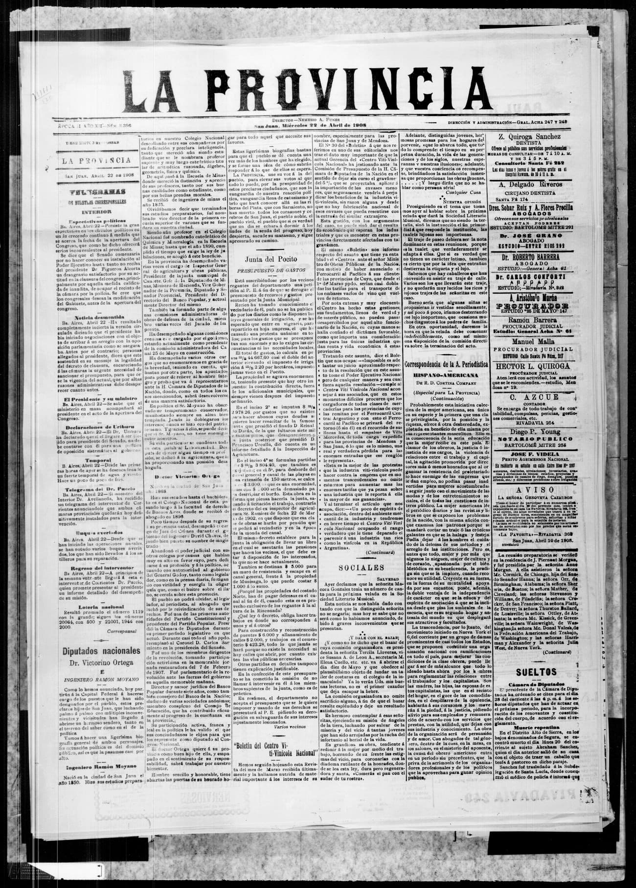 Portada · 22 de Abril de 1908