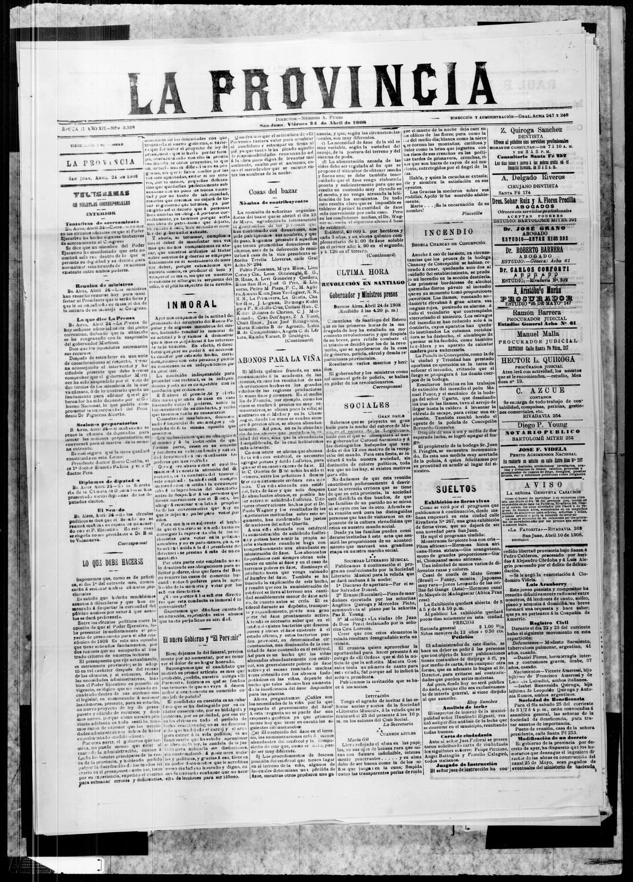 Portada · 24 de Abril de 1908