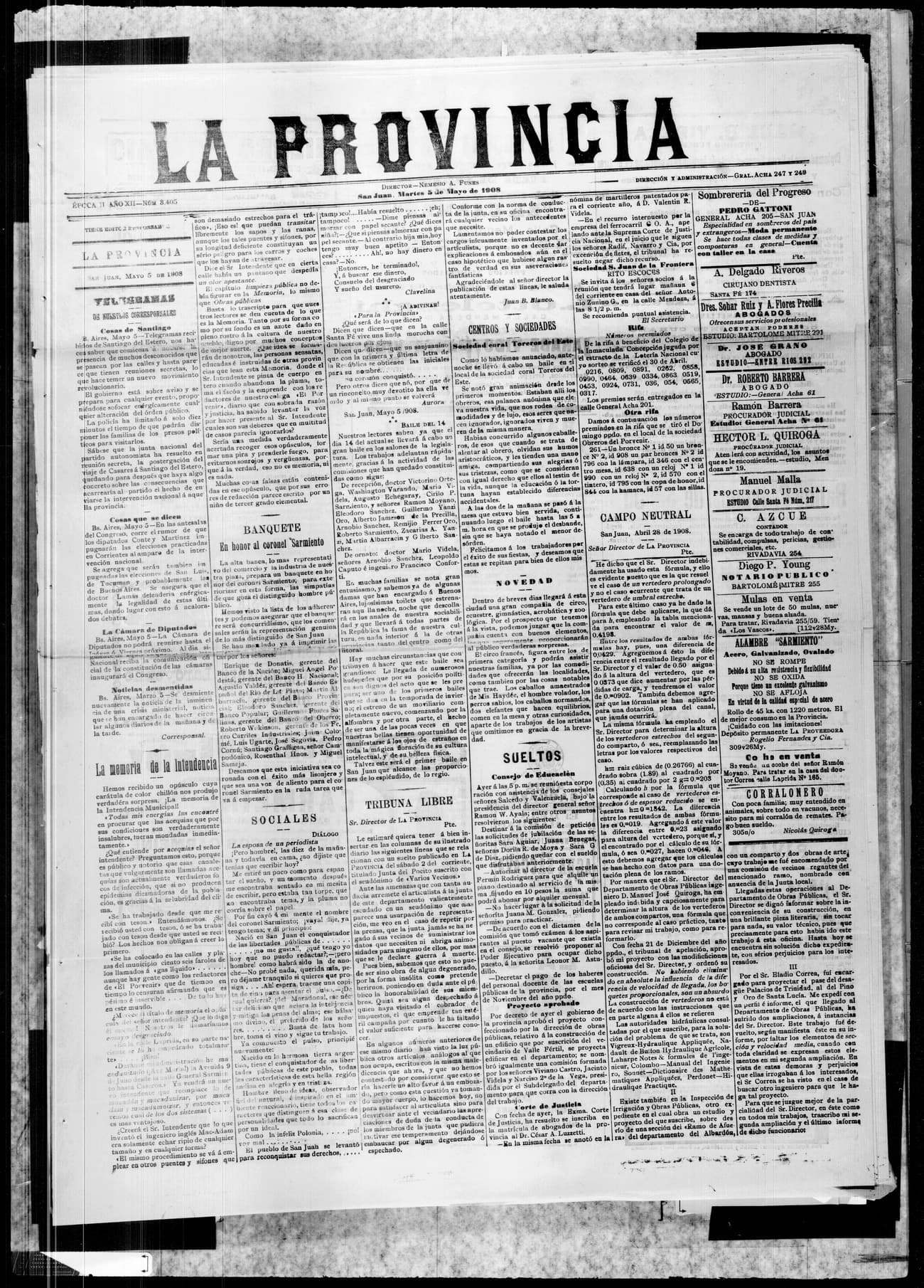 Portada · 5 de Mayo de 1908