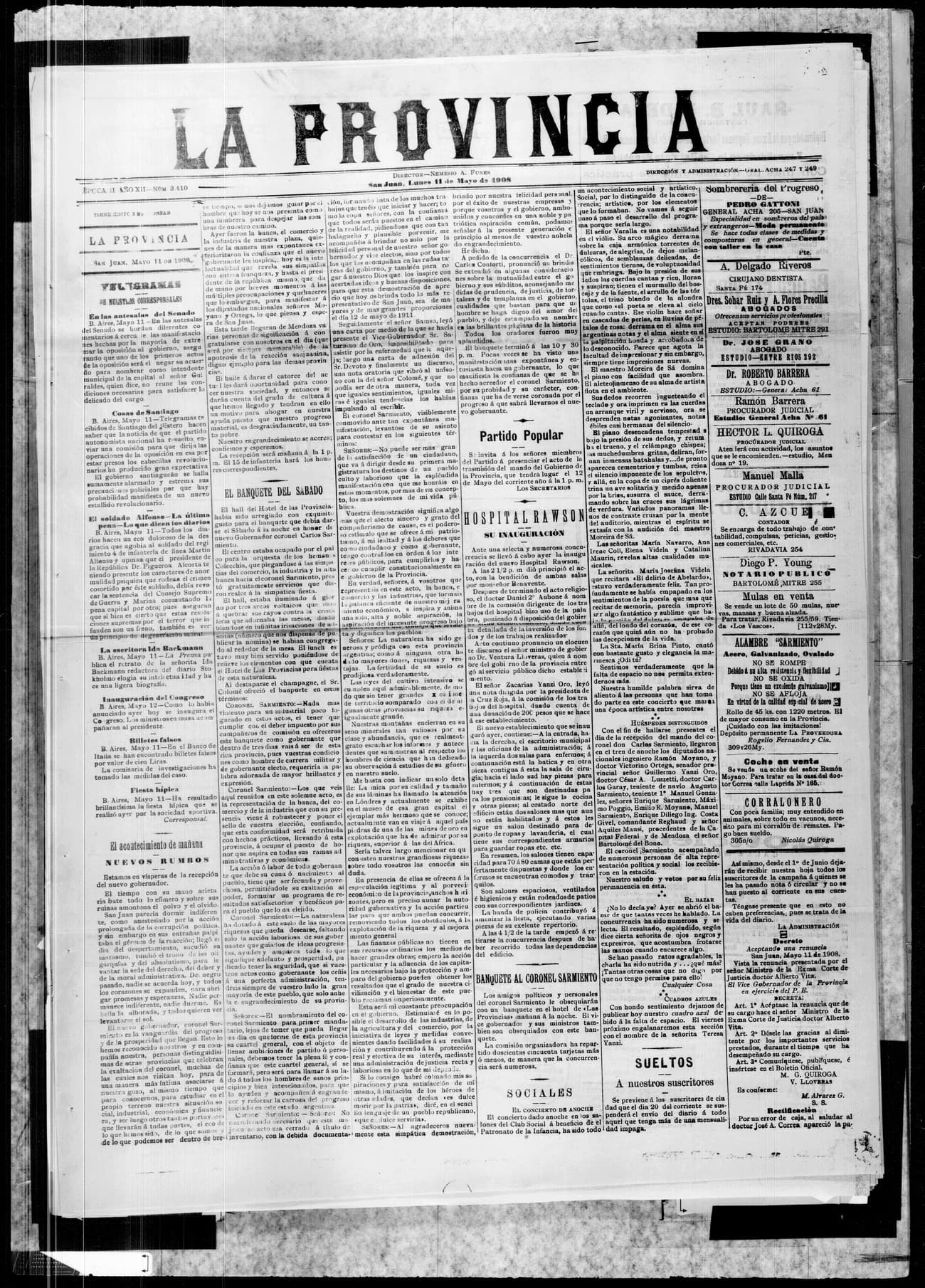 Portada · 11 de Mayo de 1908