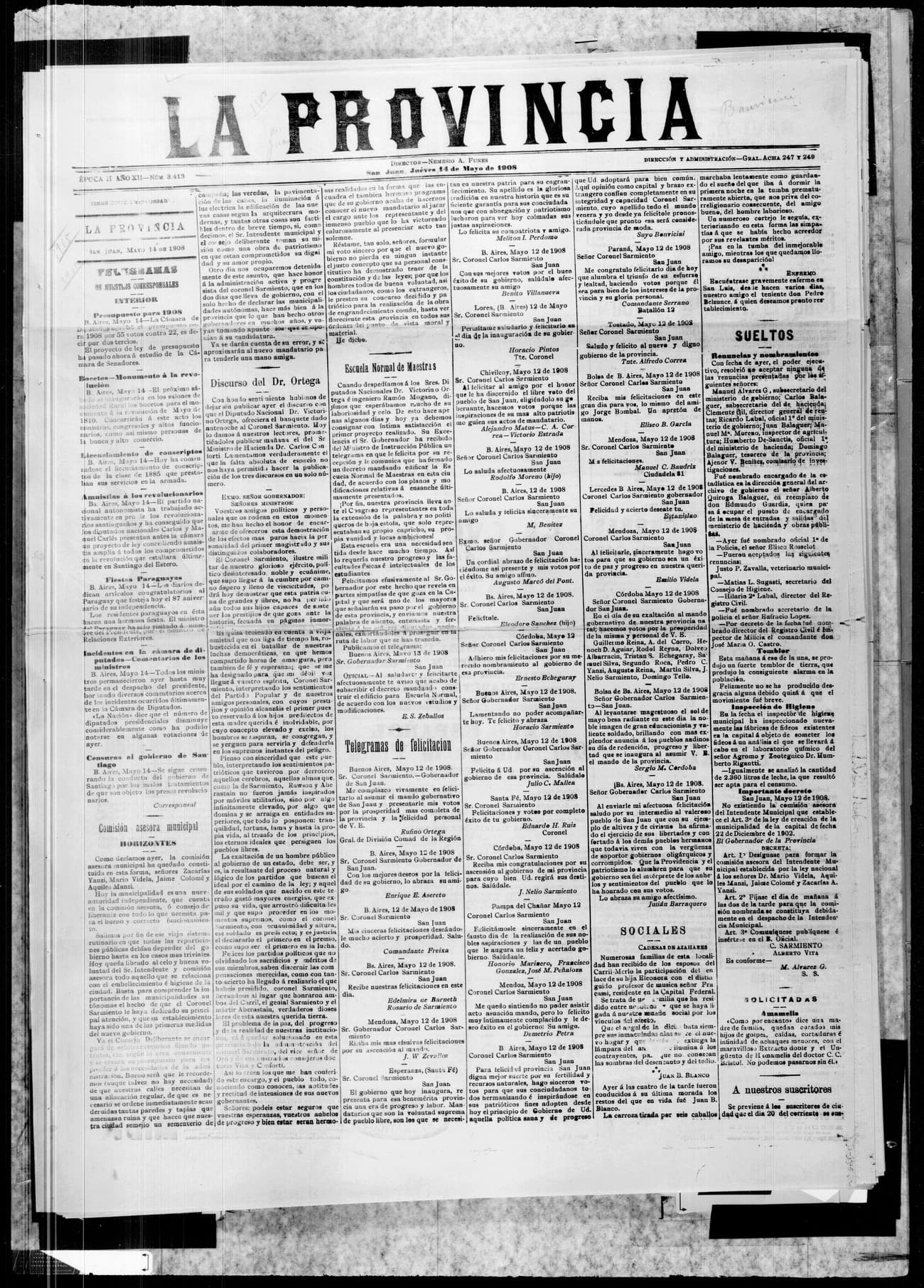 Portada · 14 de Mayo de 1908