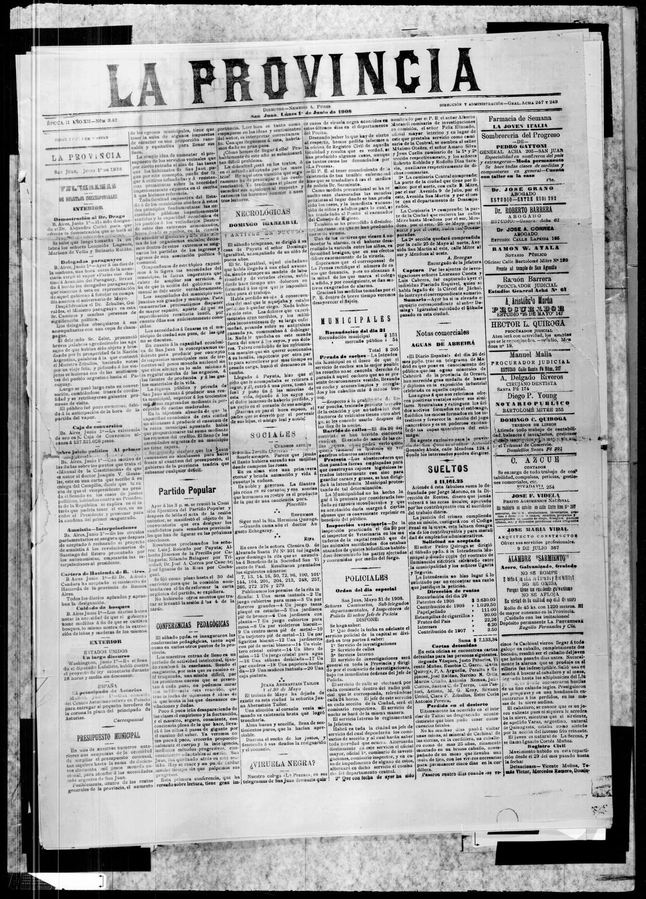 Portada · 1 de Junio de 1908