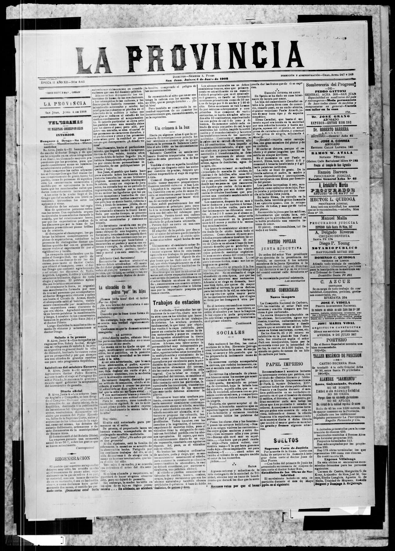 Portada · 4 de Junio de 1908