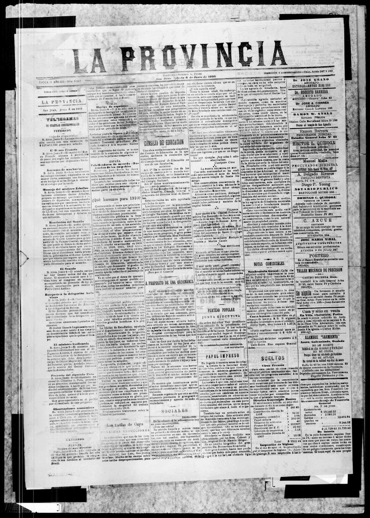 Portada · 6 de Junio de 1908