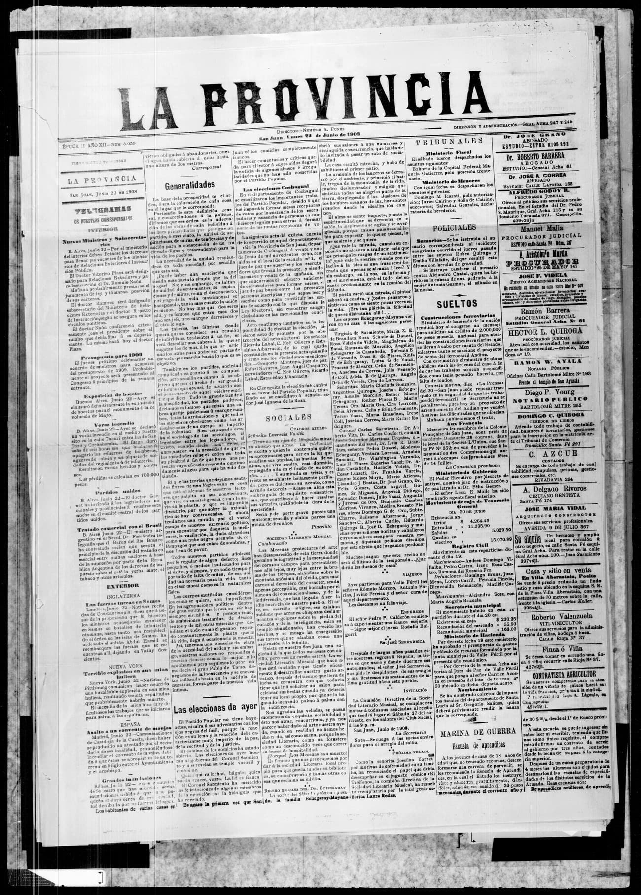 Portada · 22 de Junio de 1908