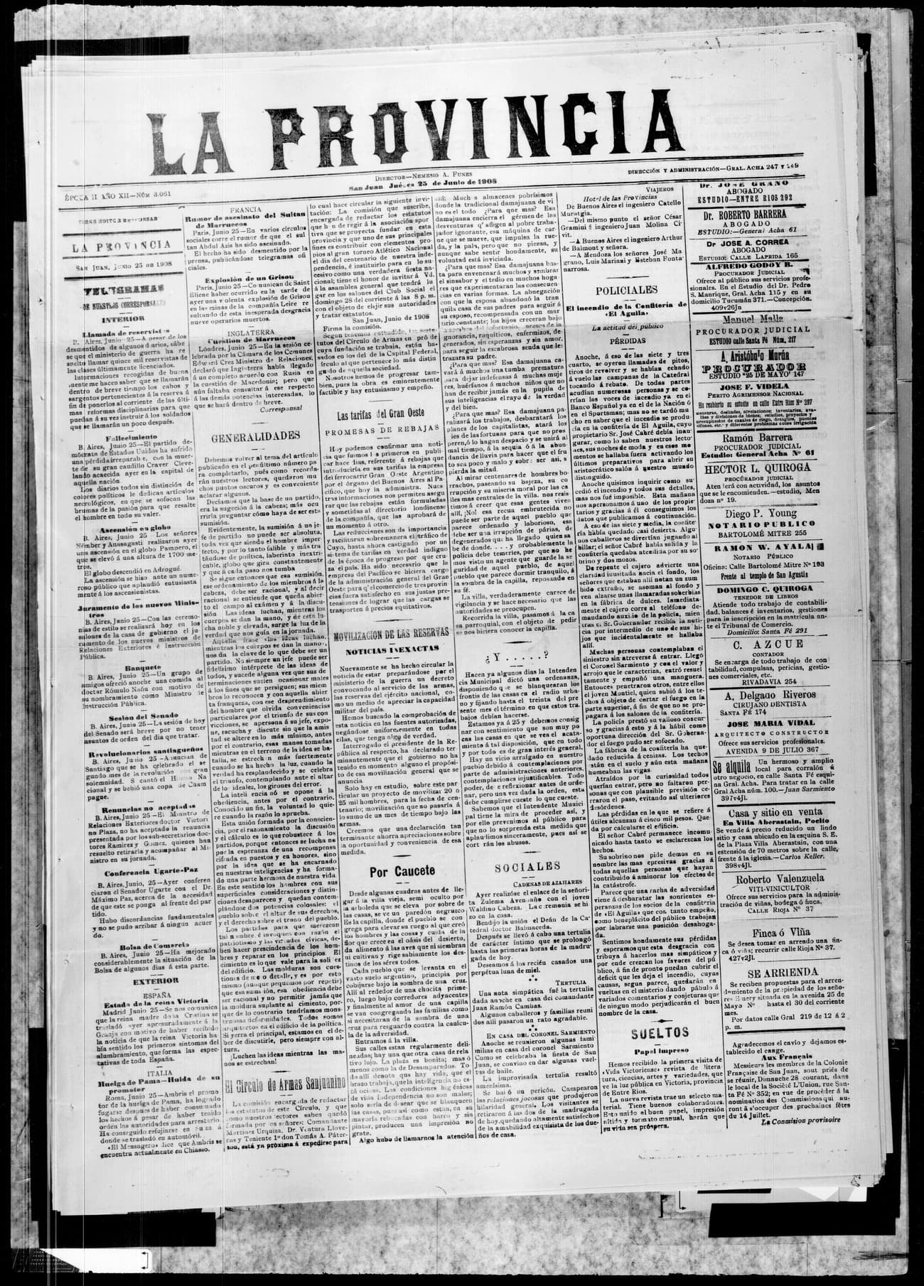 Portada · 25 de Junio de 1908