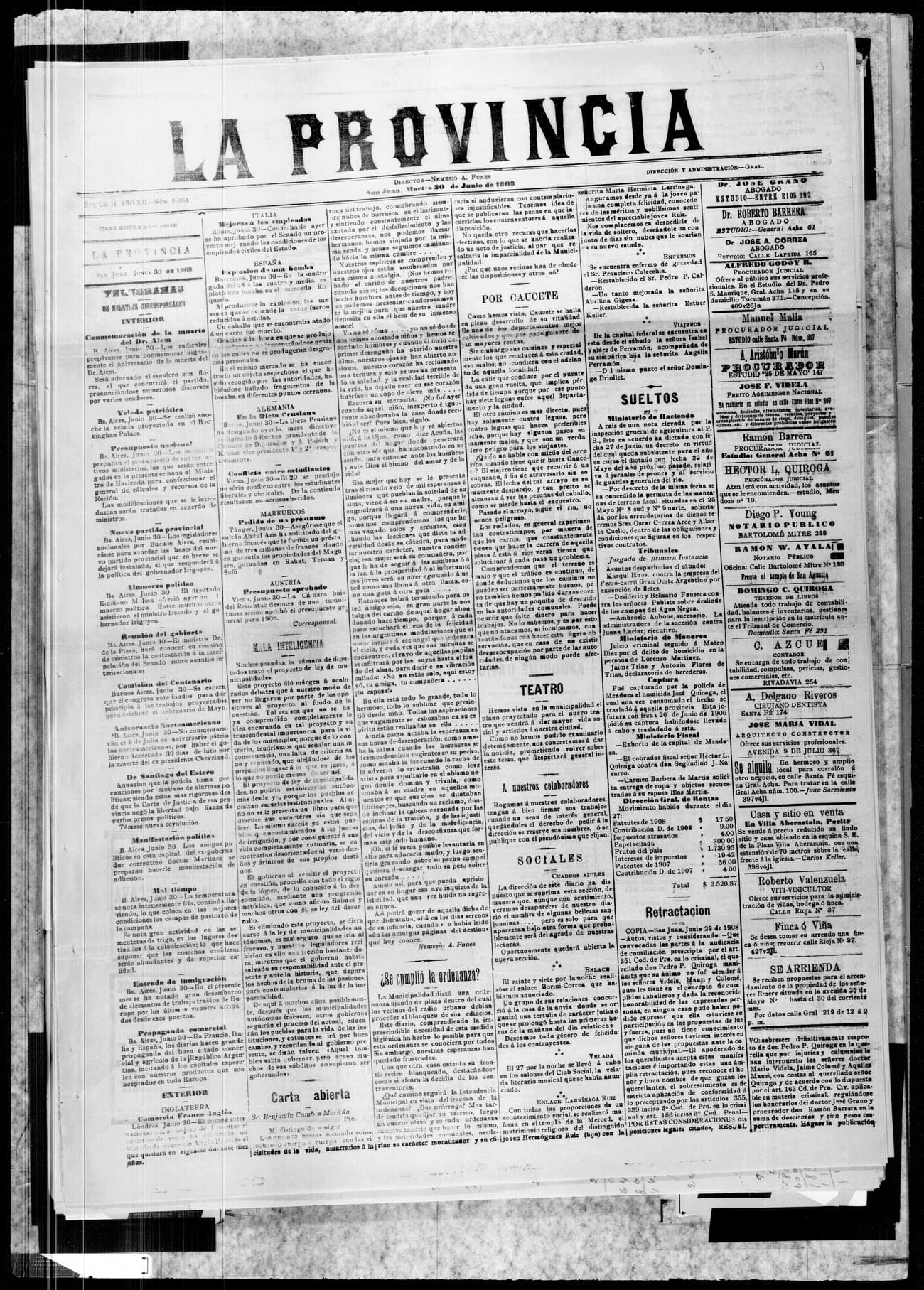 Portada · 30 de Junio de 1908