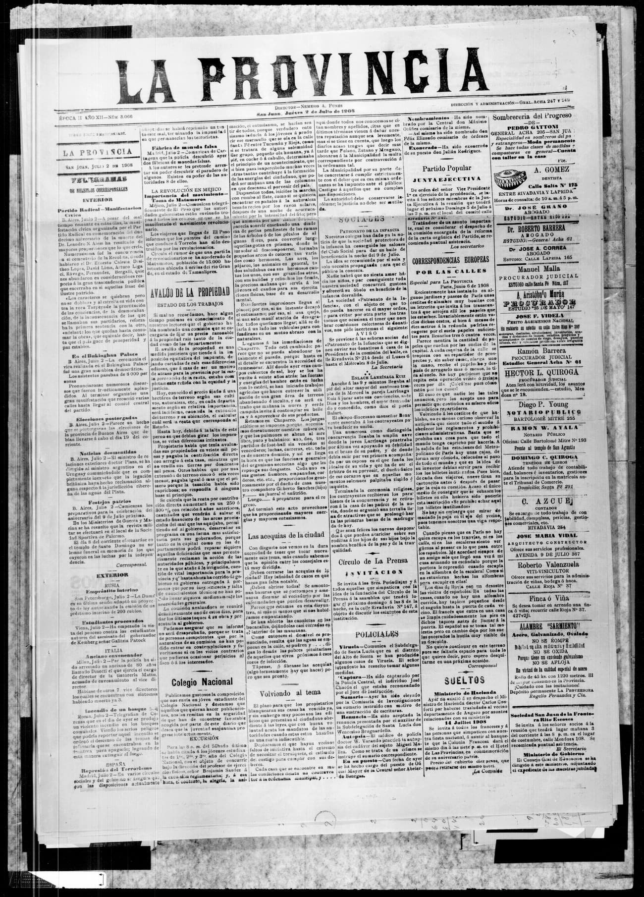 Portada · 2 de Julio de 1908