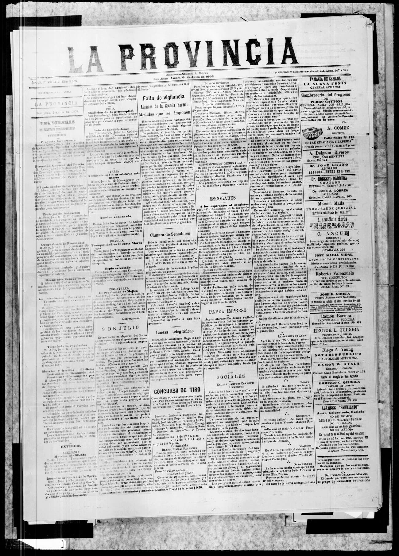 Portada · 6 de Julio de 1908