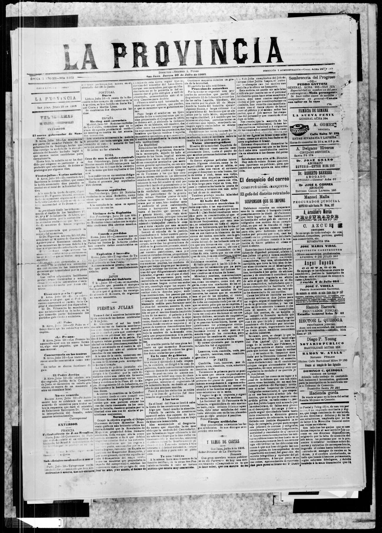 Portada · 10 de Julio de 1908