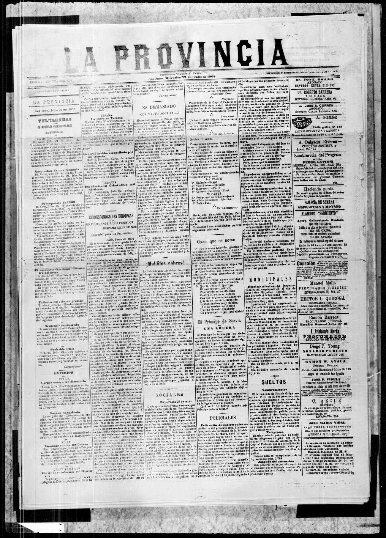 Portada · 22 de Julio de 1908
