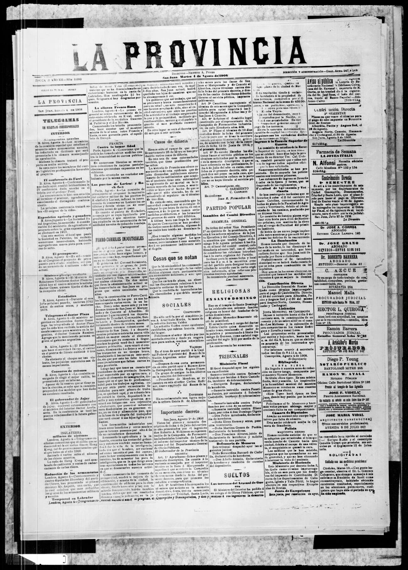 Portada · 4 de Agosto de 1908