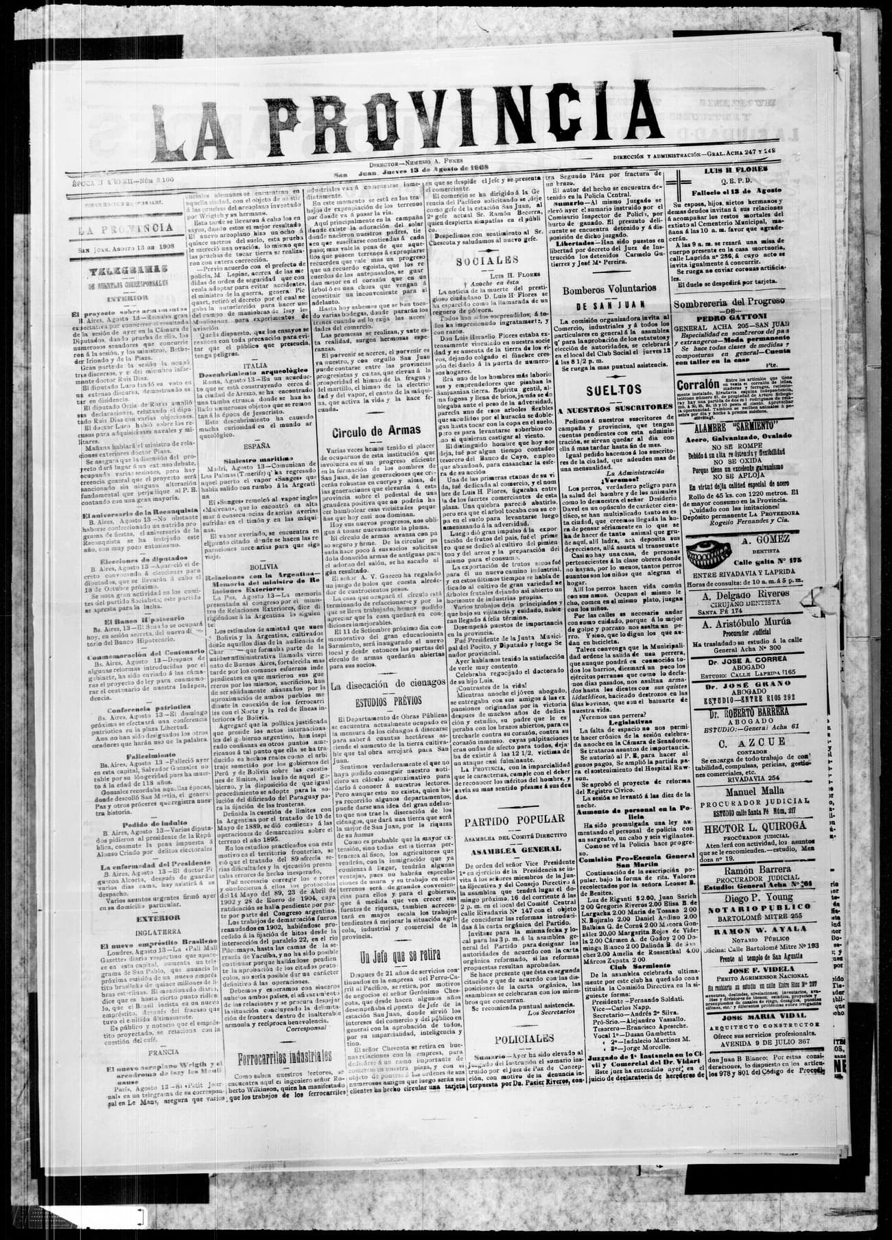 Portada · 13 de Agosto de 1908