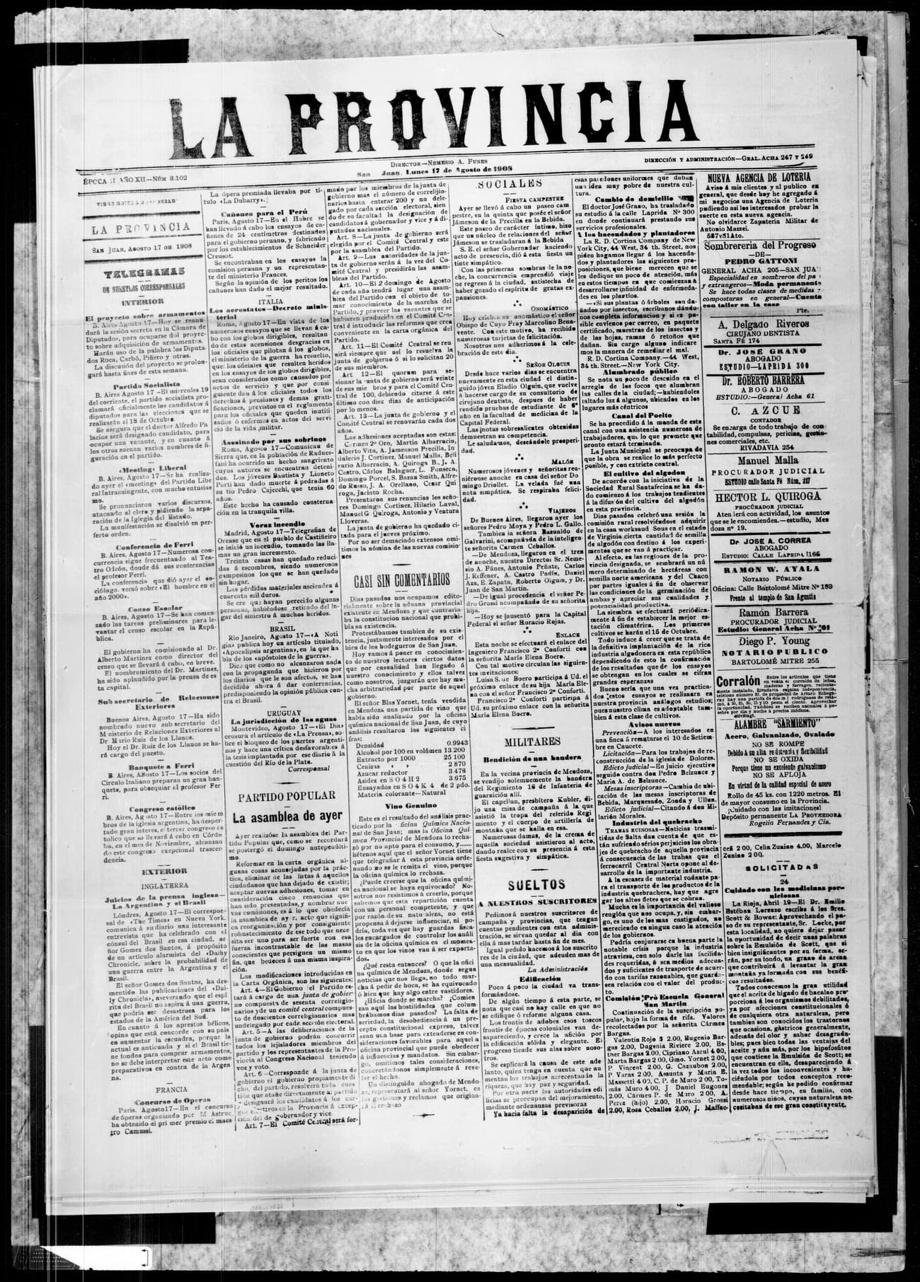 Portada · 17 de Agosto de 1908