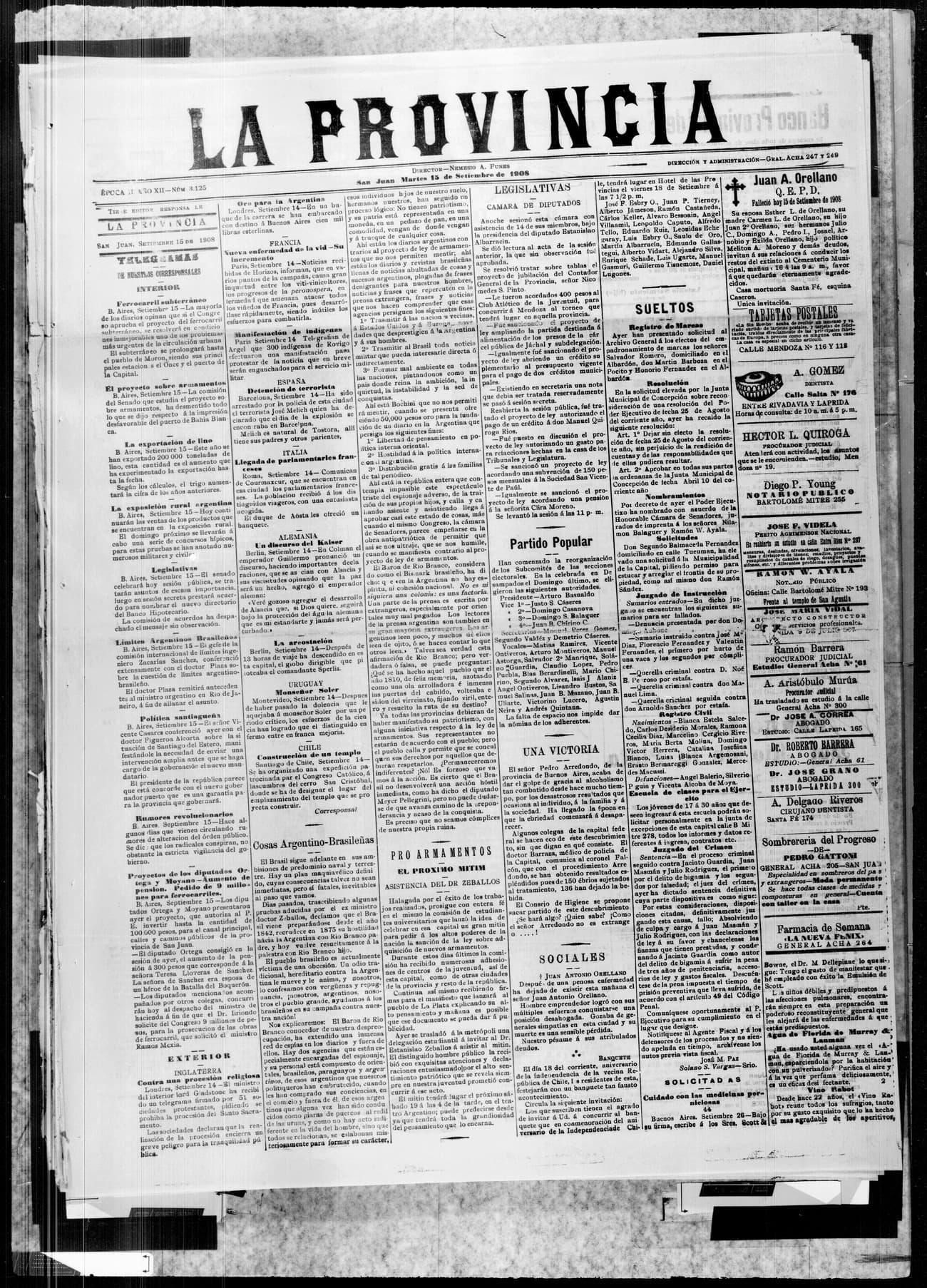 Portada · 15 de Septiembre de 1908