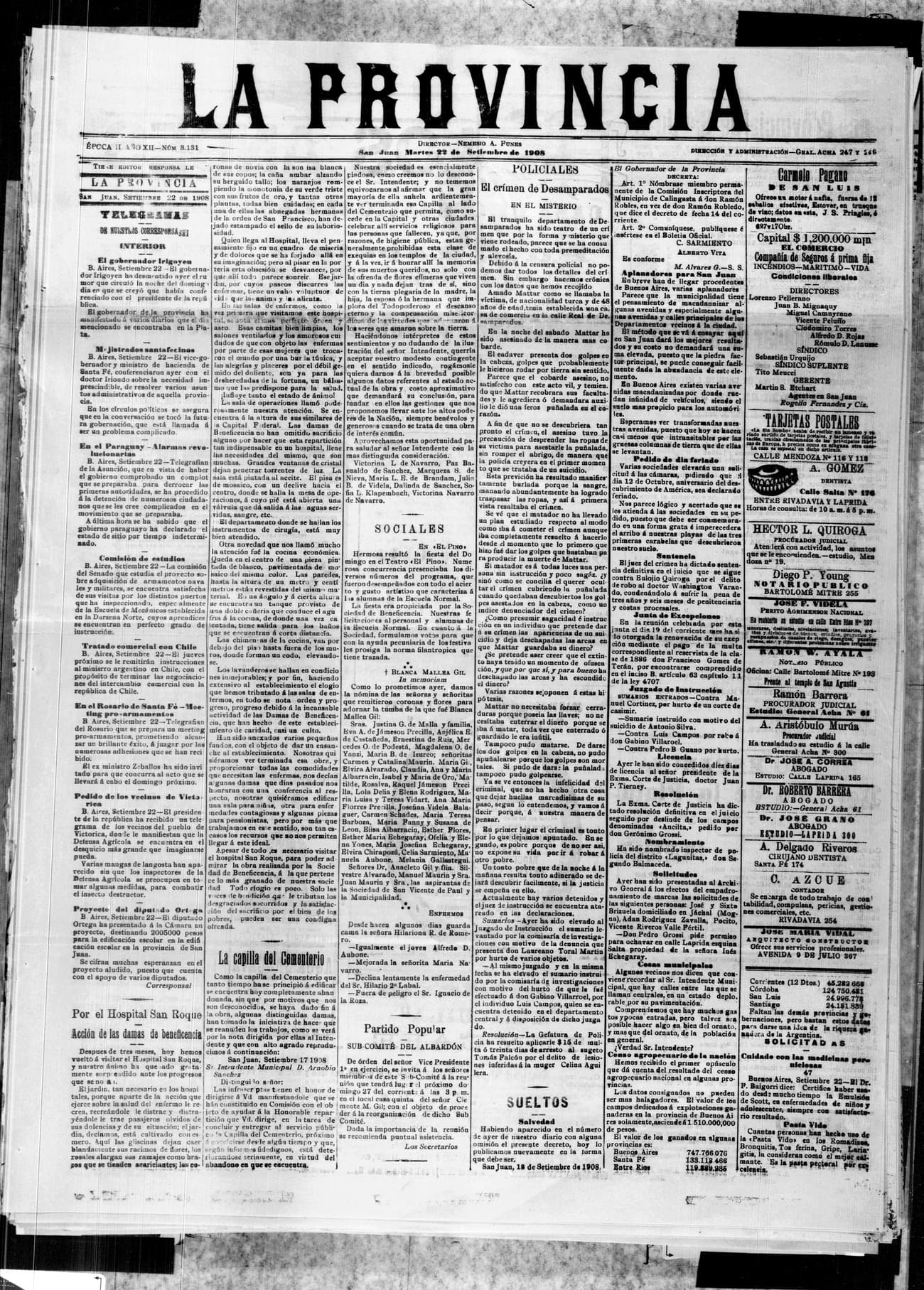 Portada · 22 de Septiembre de 1908