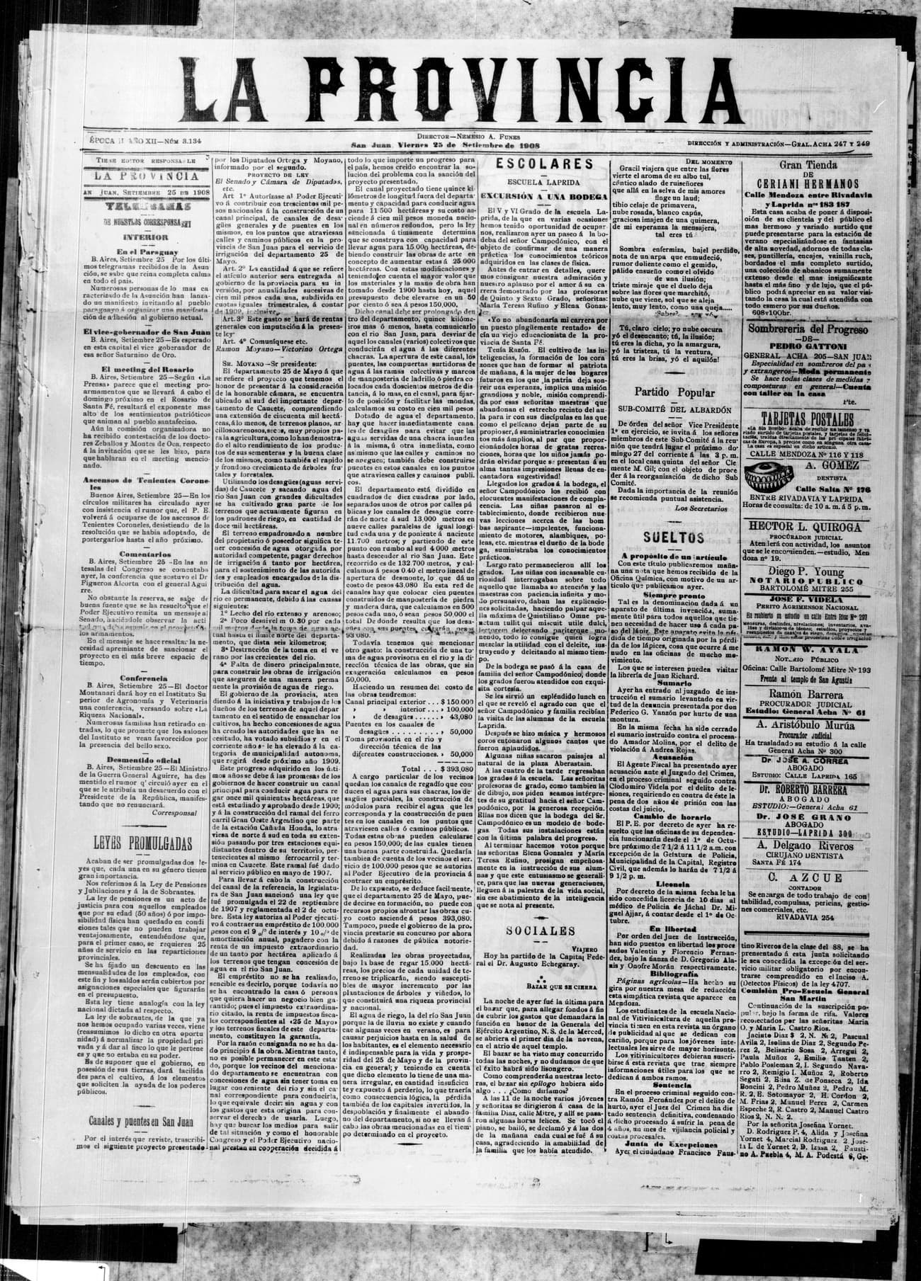 Portada · 25 de Septiembre de 1908