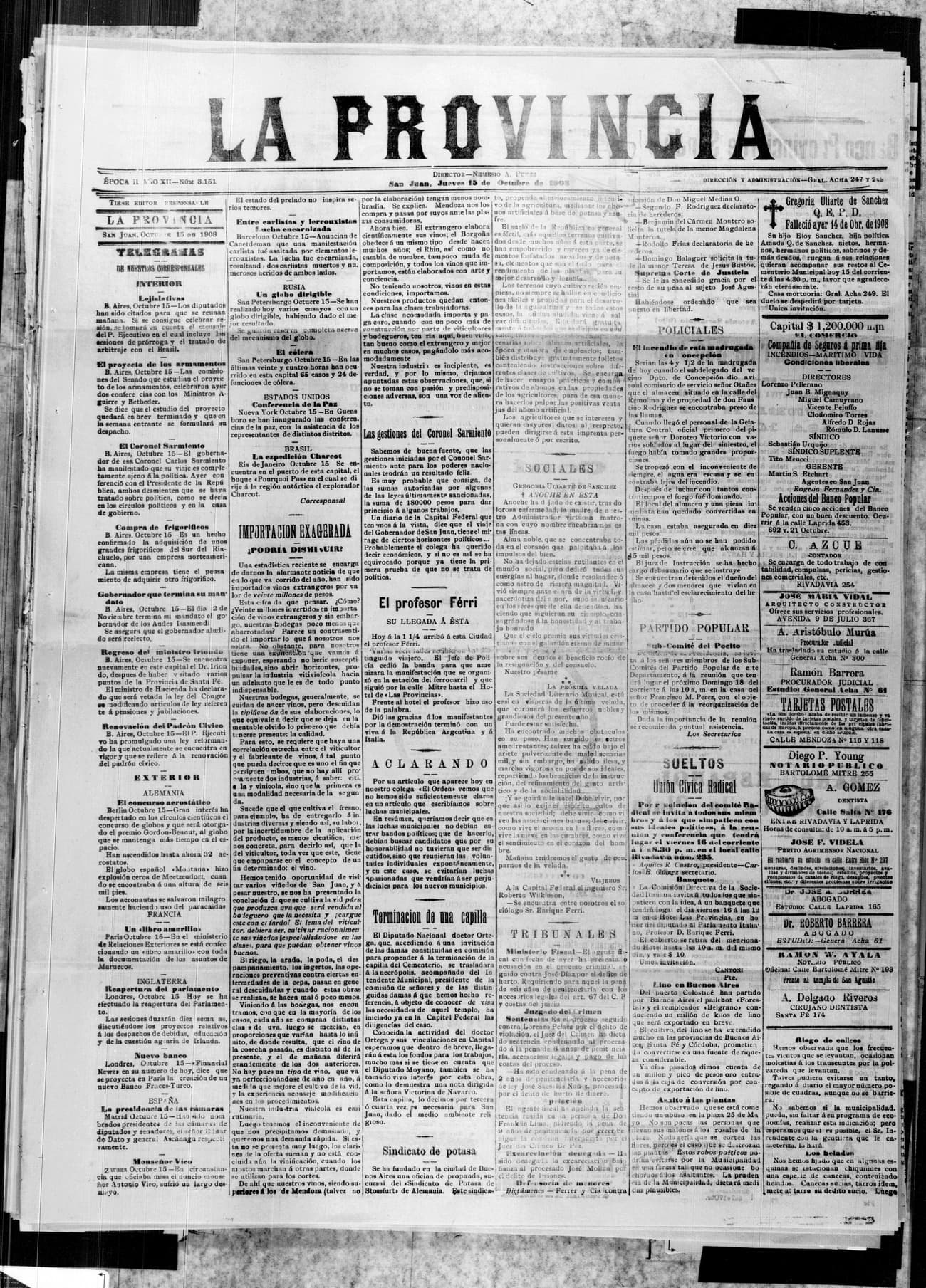 Portada · 15 de Octubre de 1908