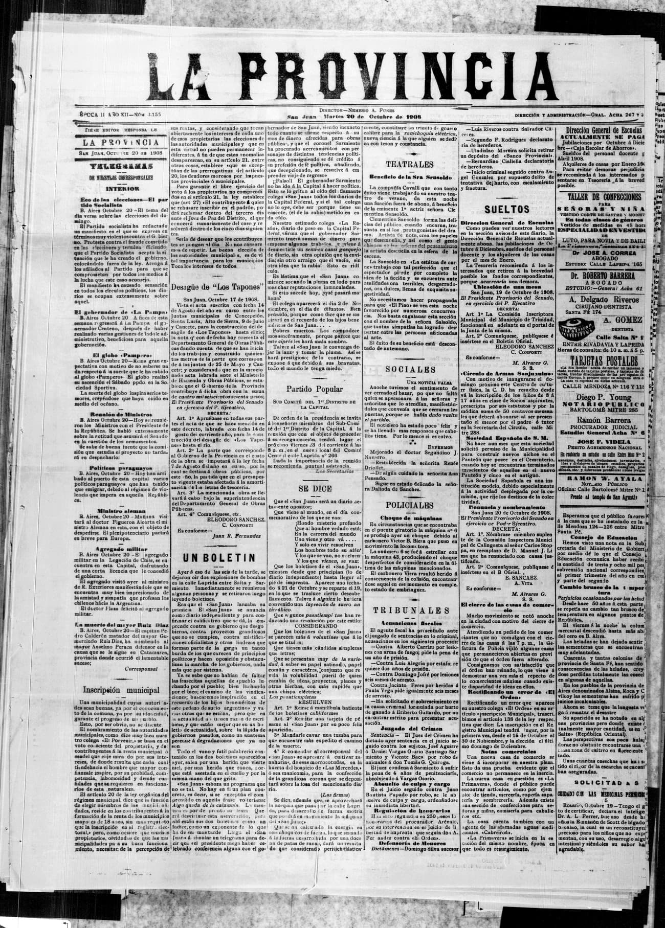 Portada · 20 de Octubre de 1908