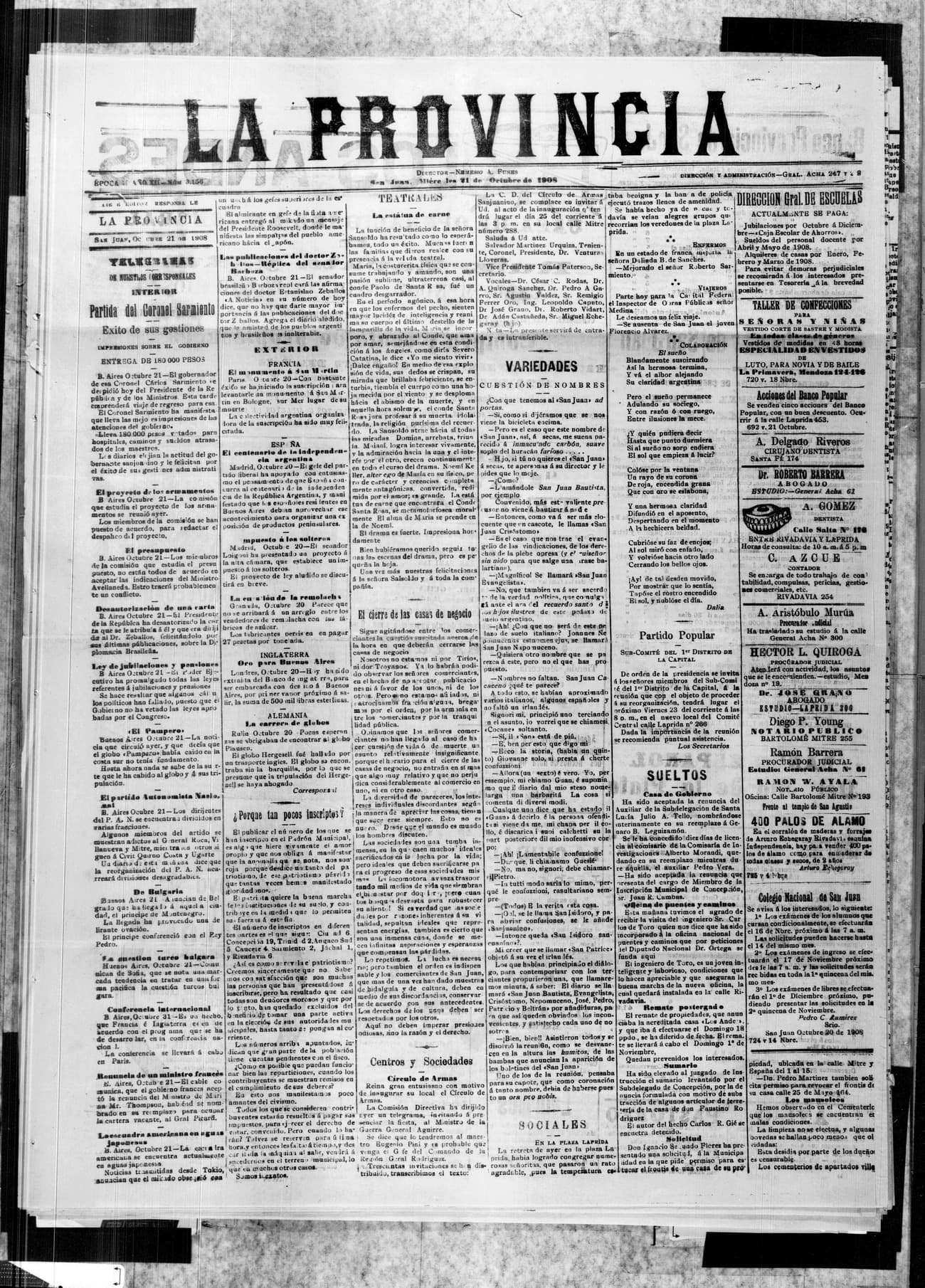 Portada · 21 de Octubre de 1908