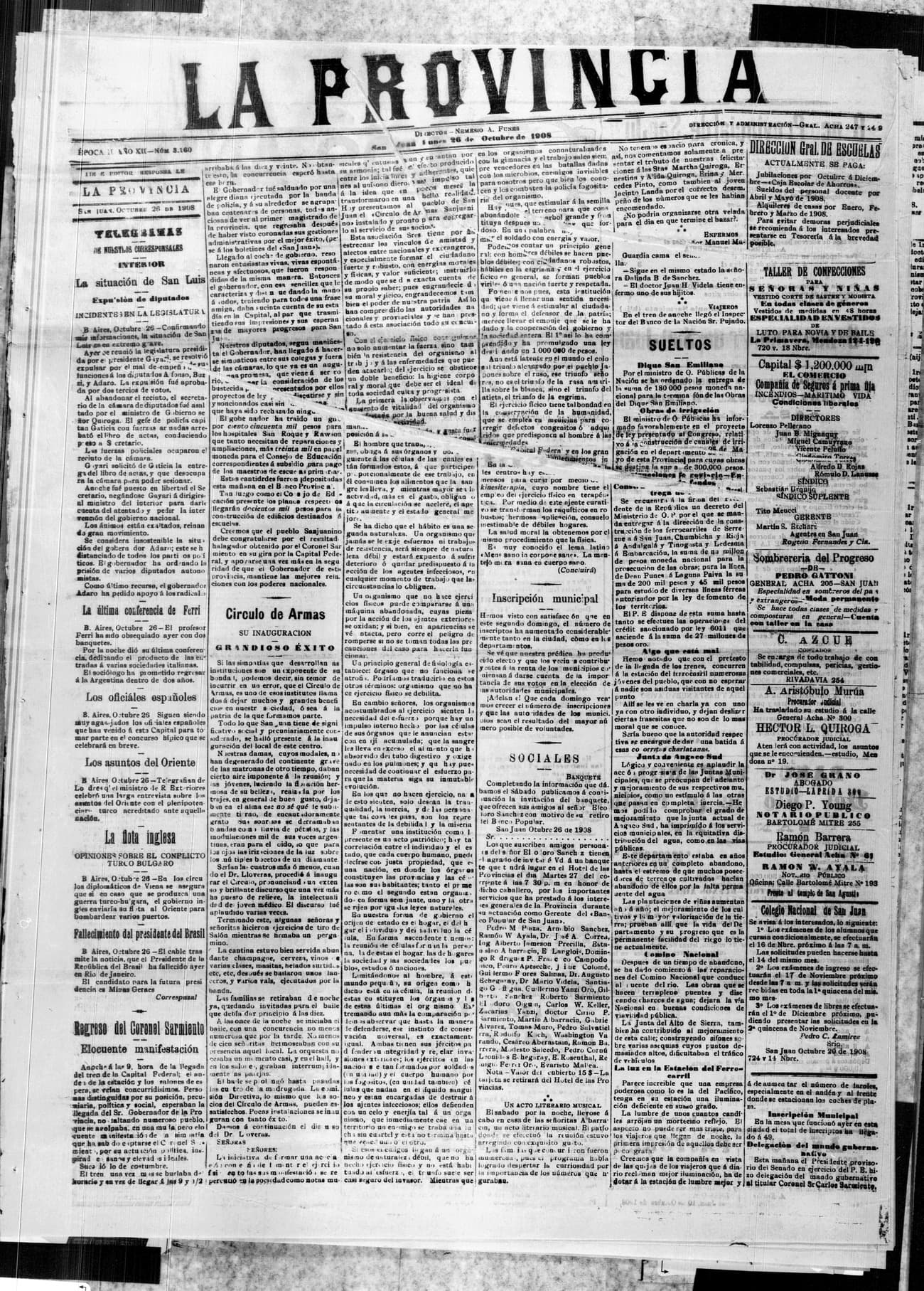 Portada · 26 de Octubre de 1908