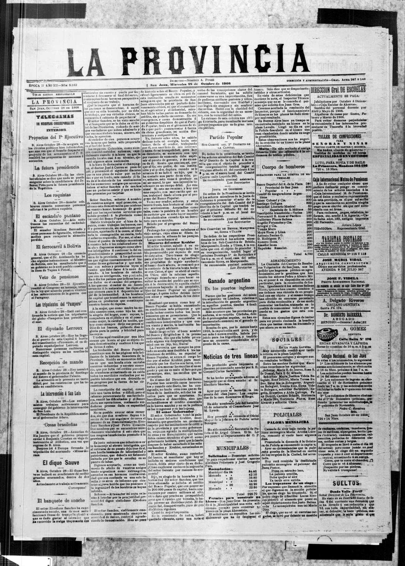 Portada · 28 de Octubre de 1908
