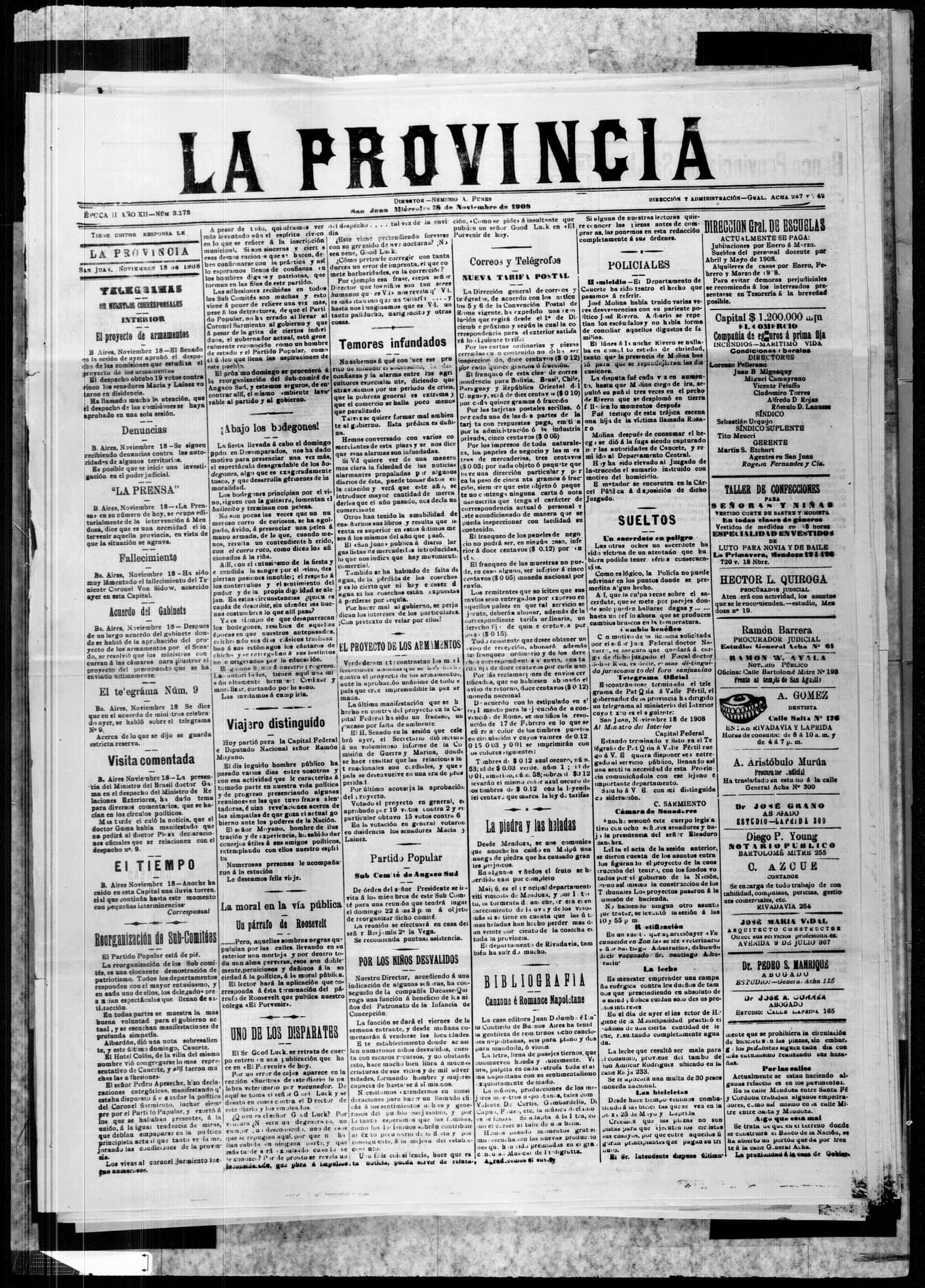Portada · 18 de Noviembre de 1908