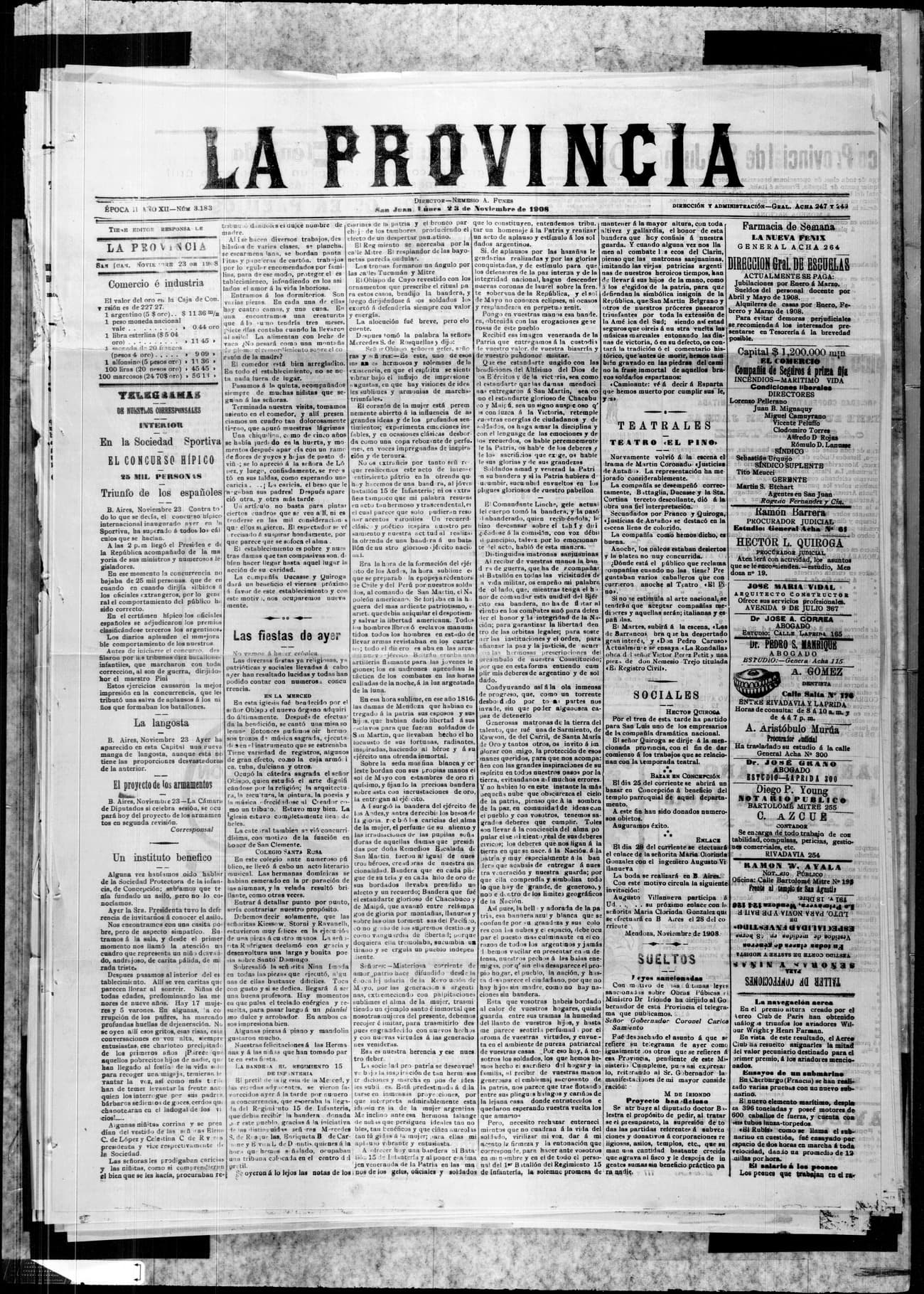 Portada · 23 de Noviembre de 1908