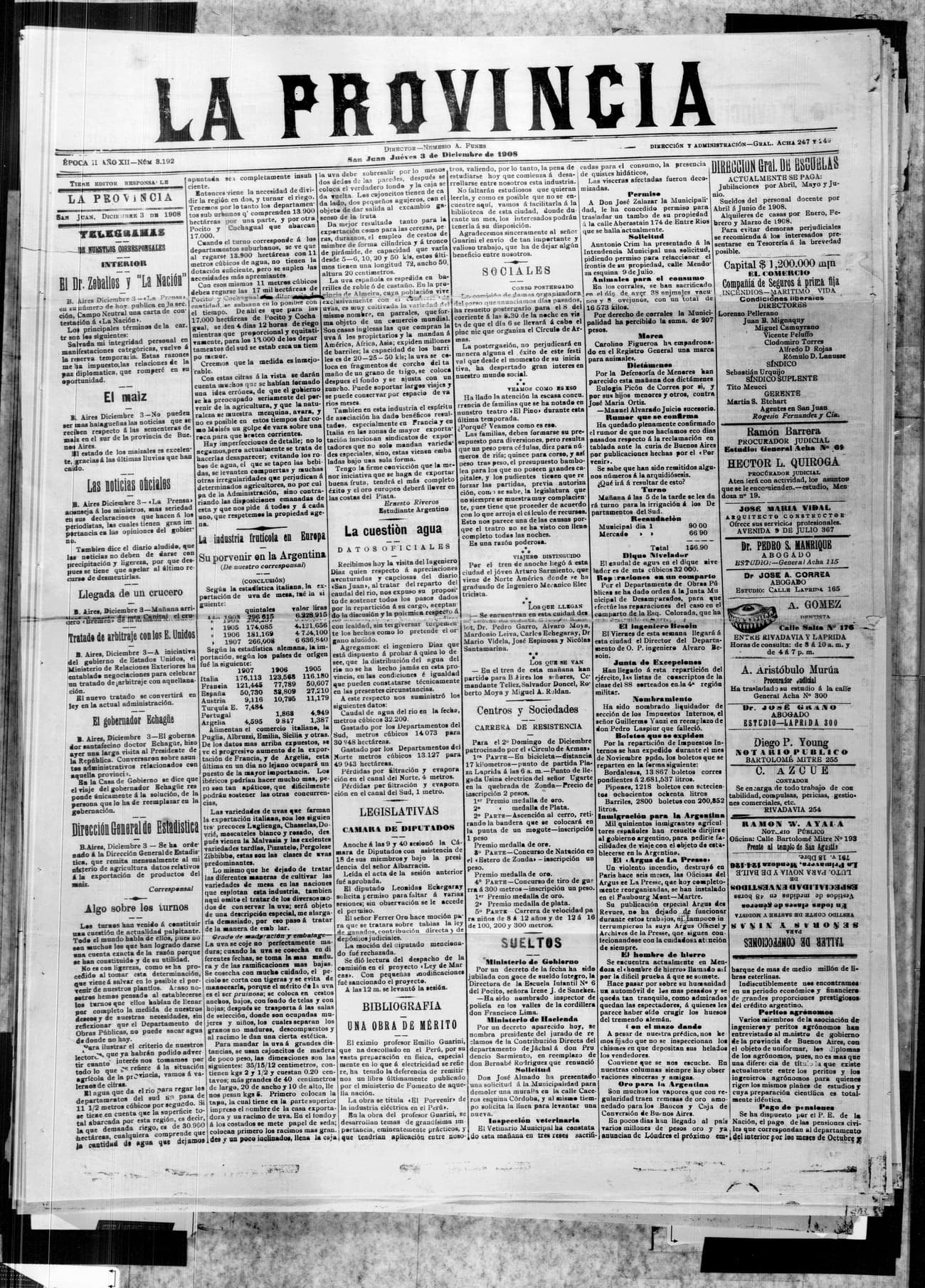 Portada · 3 de Diciembre de 1908