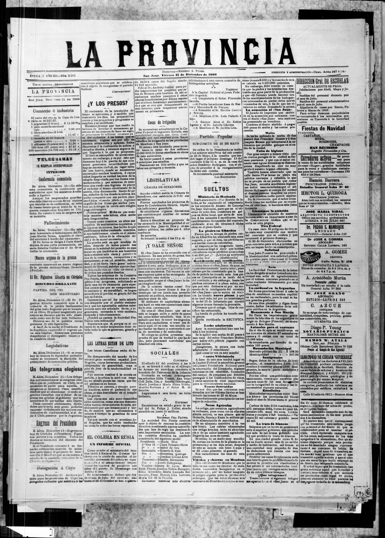 Portada · 11 de Diciembre de 1908