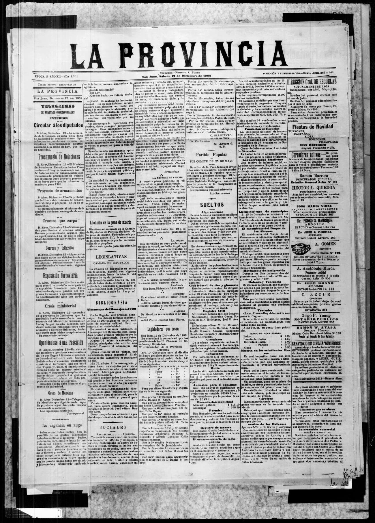 Portada · 12 de Diciembre de 1908