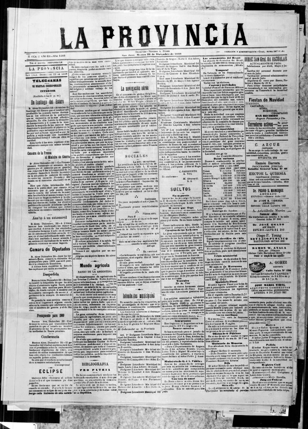 Portada · 22 de Diciembre de 1908