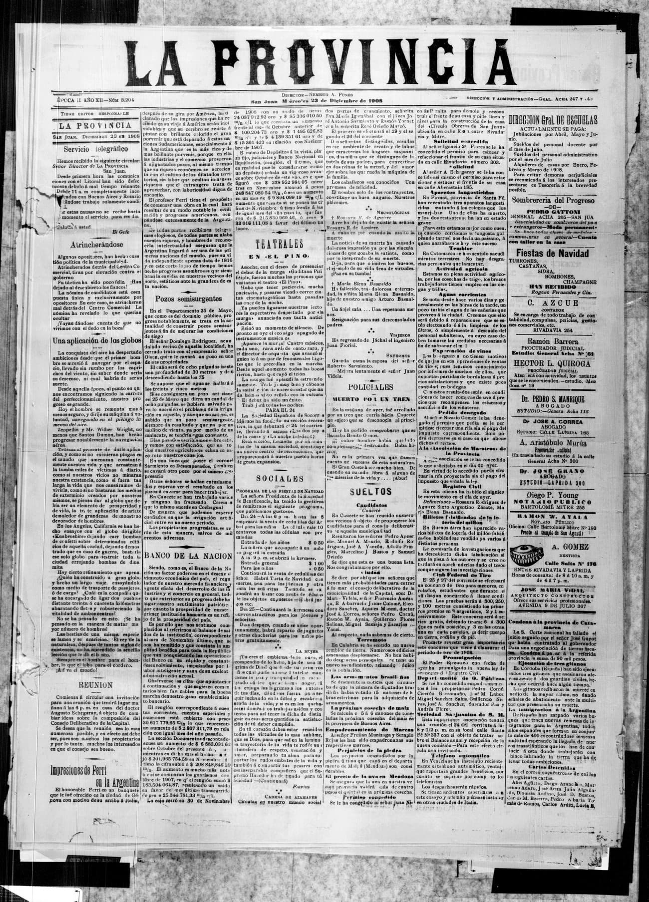 Portada · 23 de Diciembre de 1908