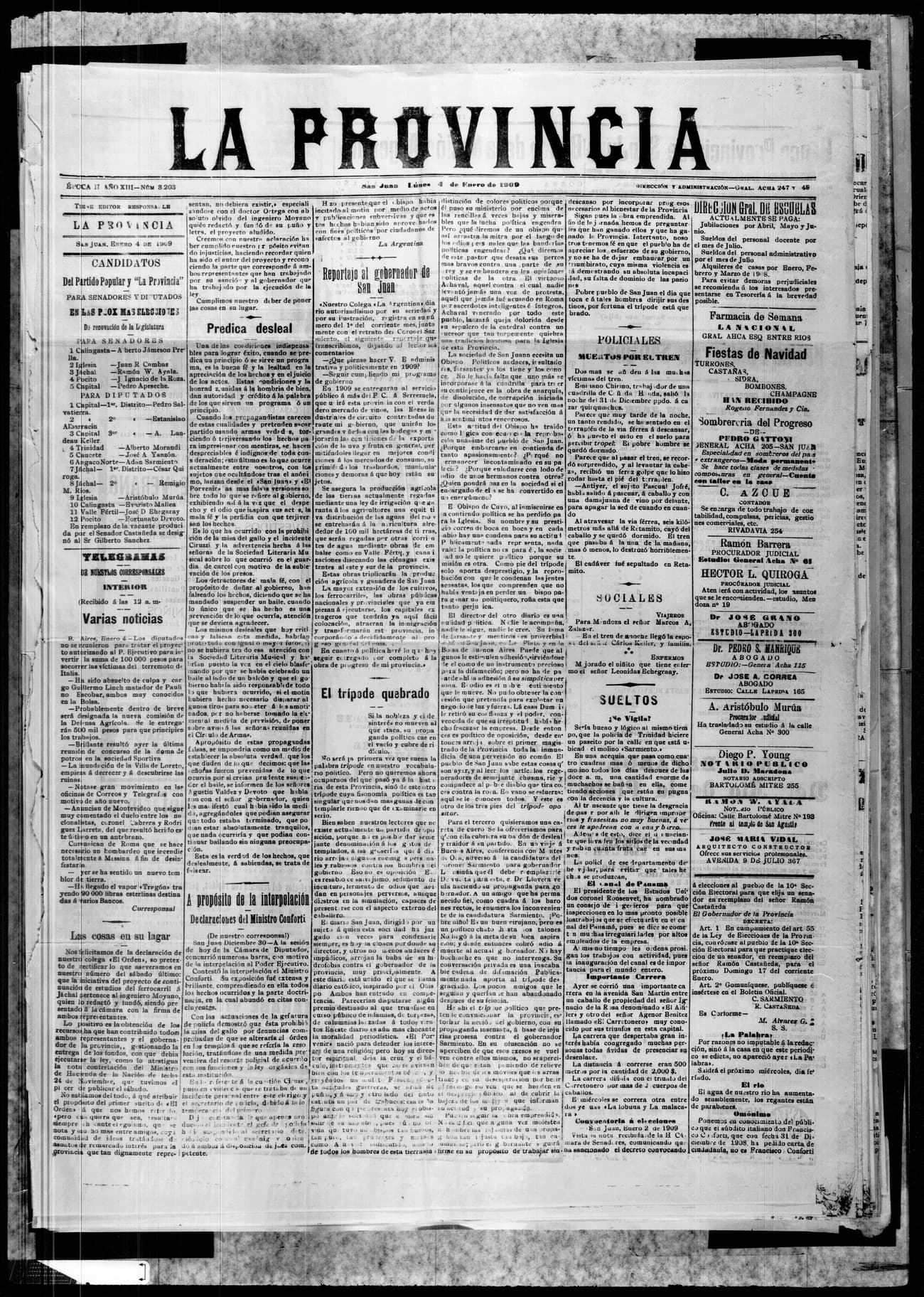 Portada · 4 de Enero de 1909