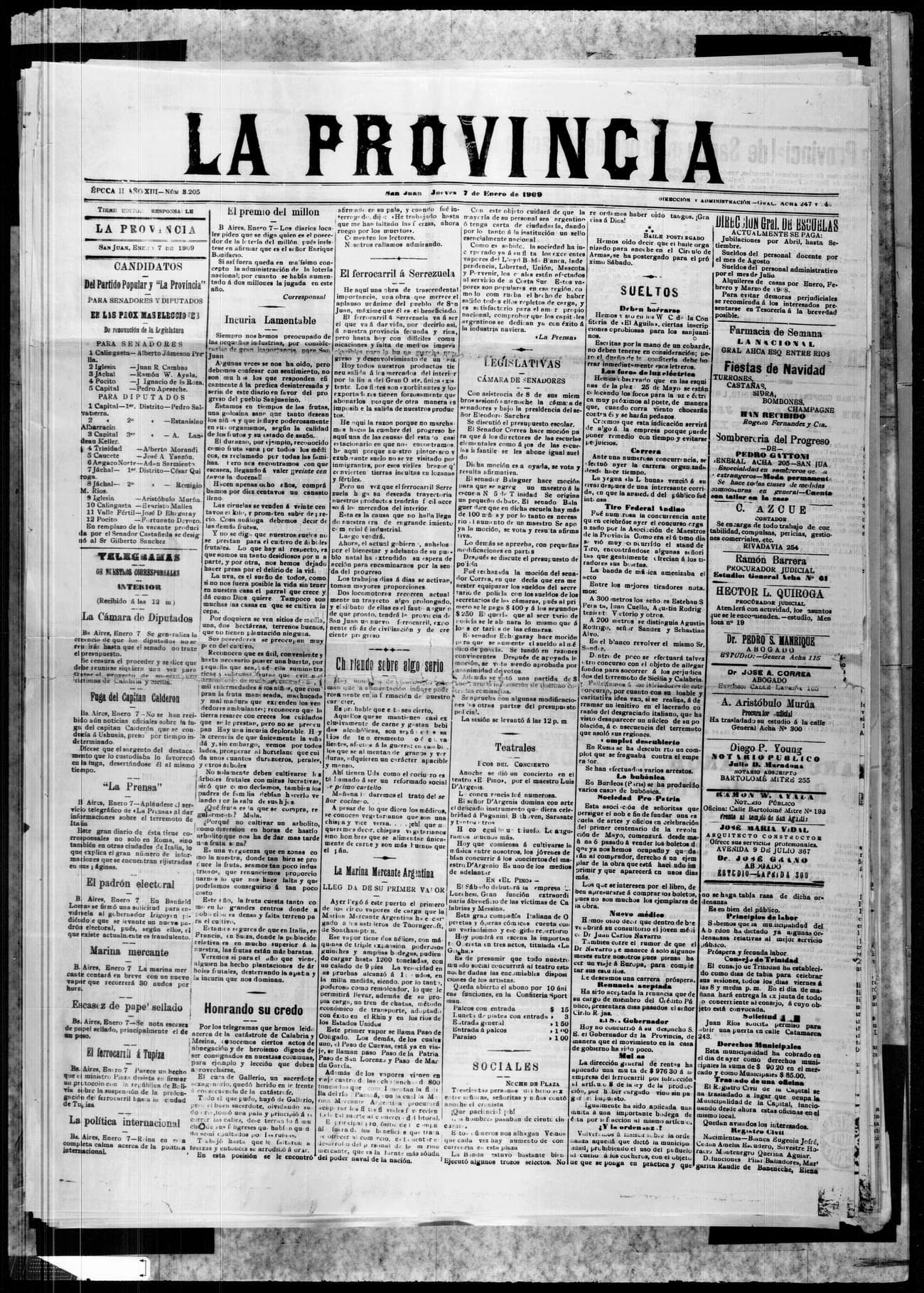 Portada · 7 de Enero de 1909