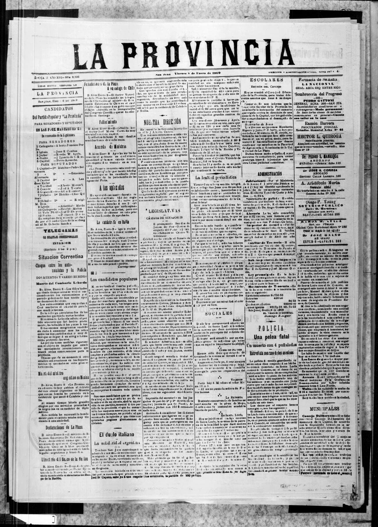 Portada · 8 de Enero de 1909