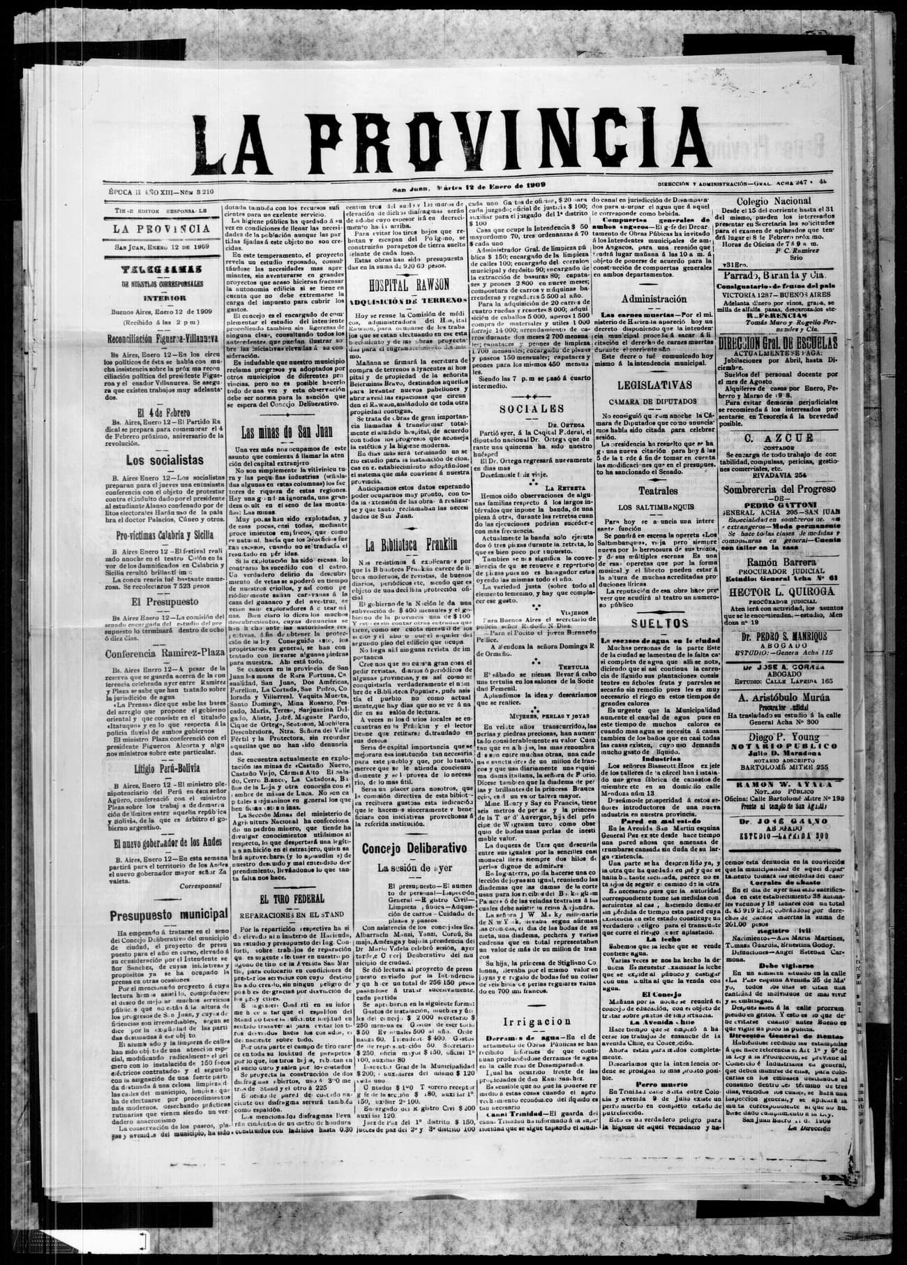 Portada · 12 de Enero de 1909