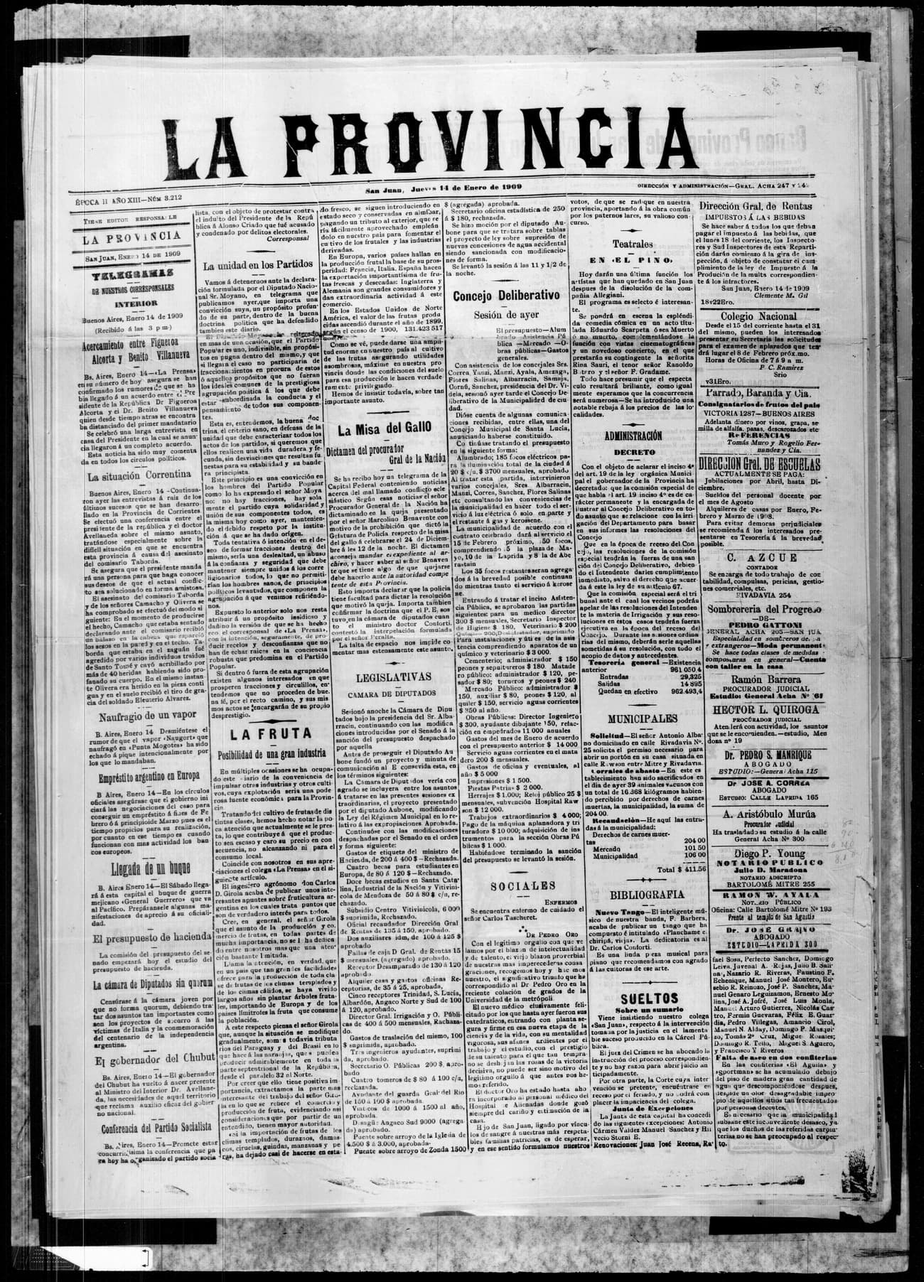 Portada · 14 de Enero de 1909