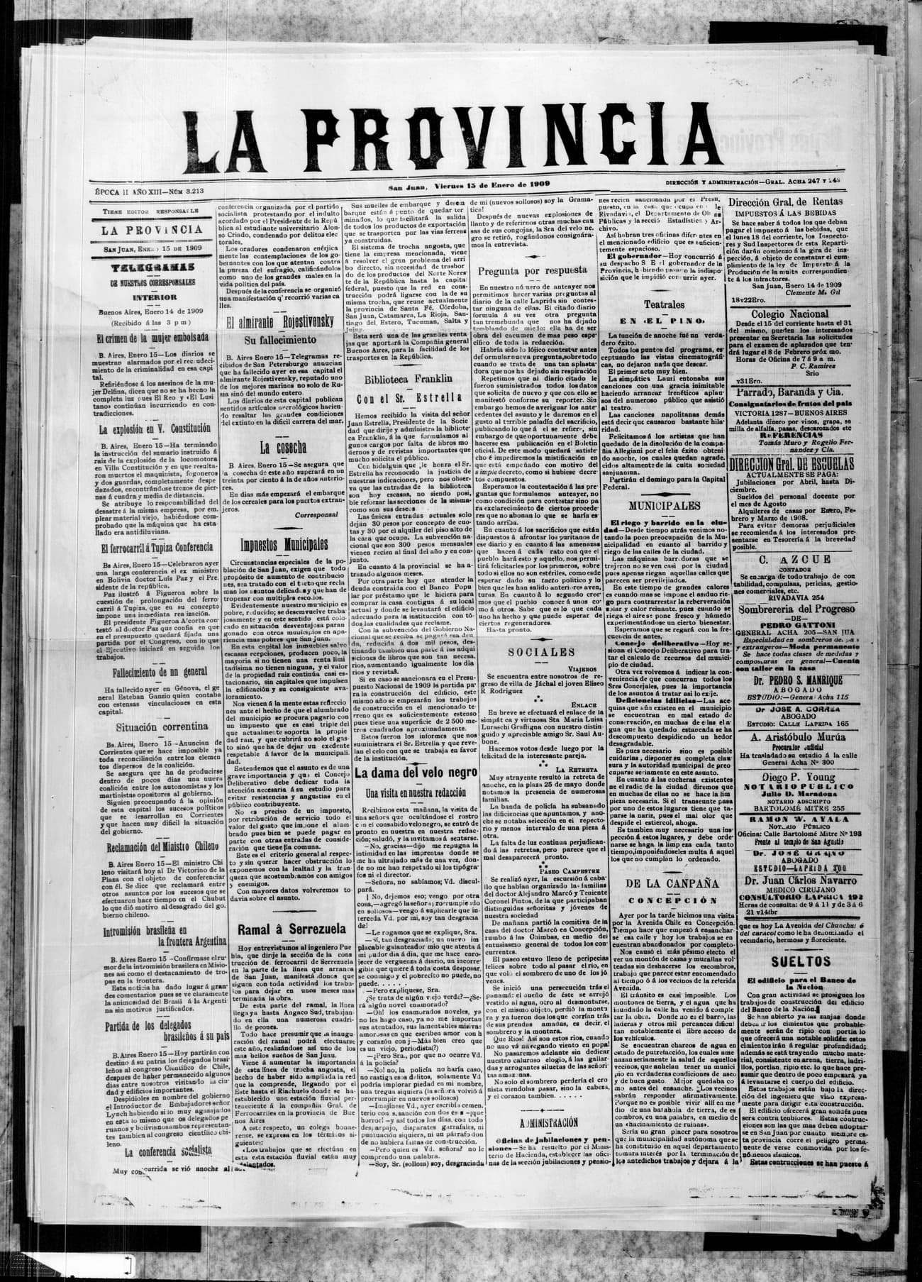 Portada · 15 de Enero de 1909