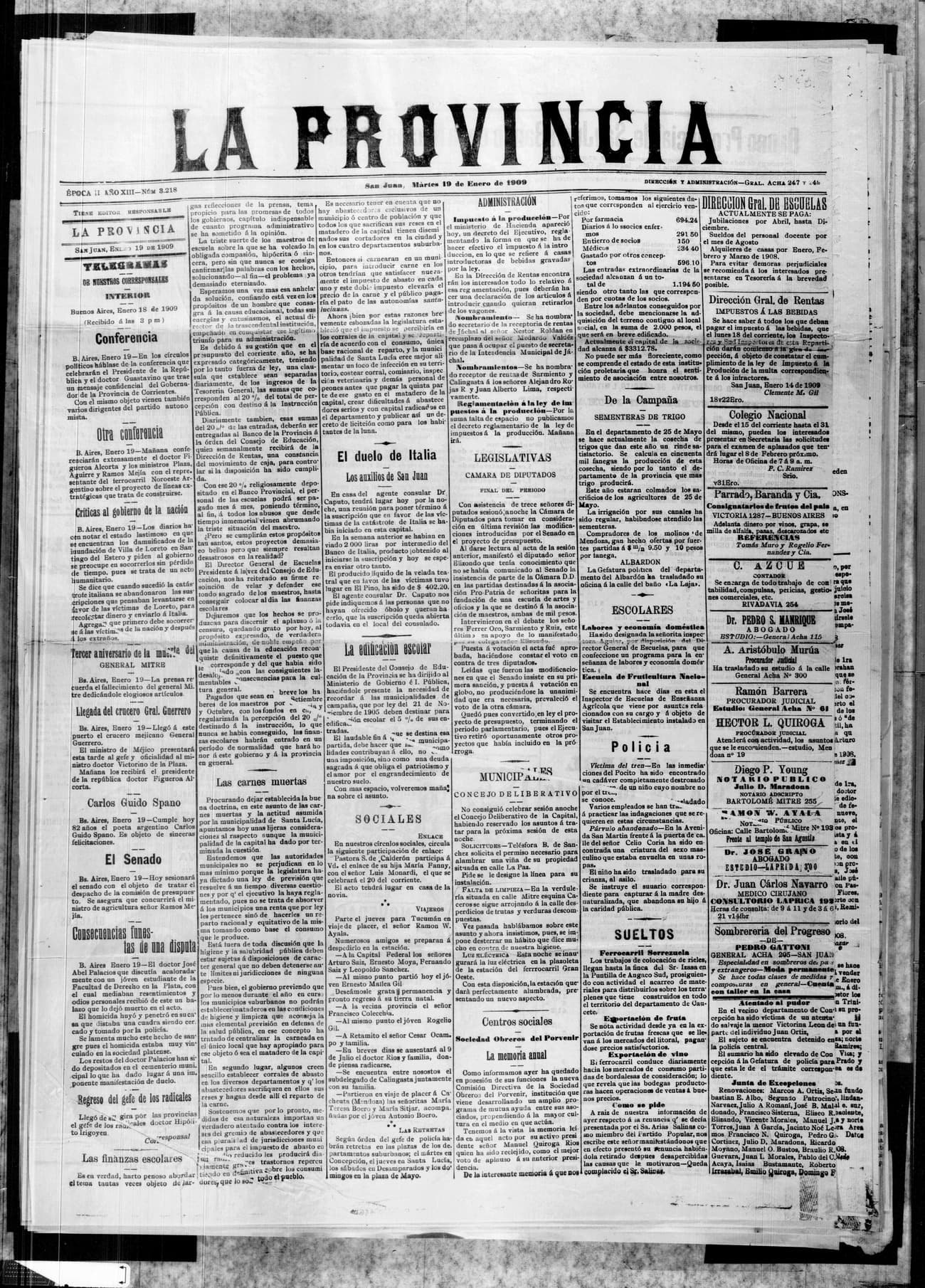 Portada · 19 de Enero de 1909