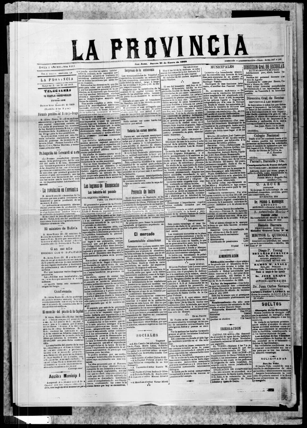 Portada · 21 de Enero de 1909