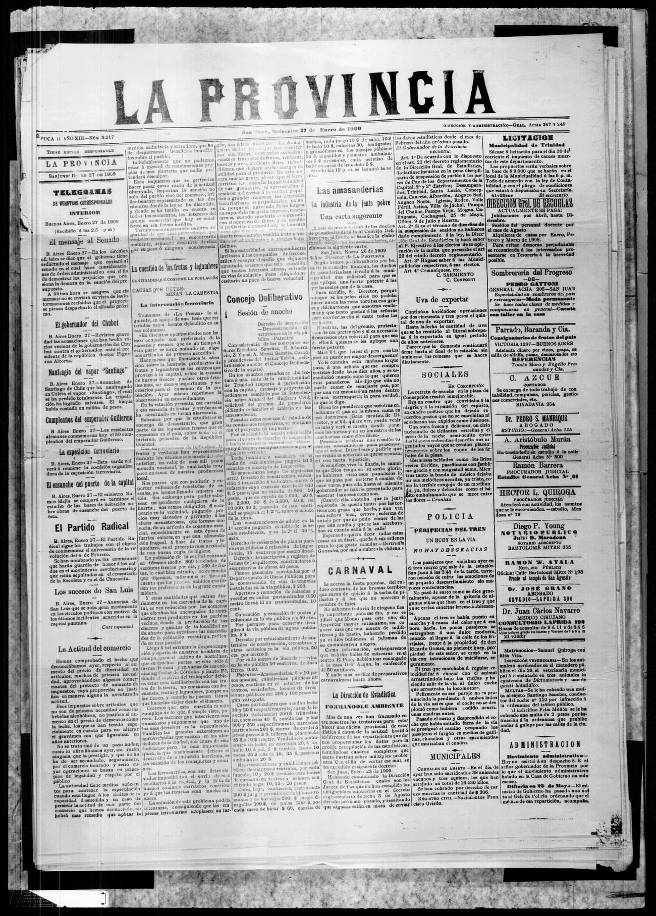 Portada · 27 de Enero de 1909
