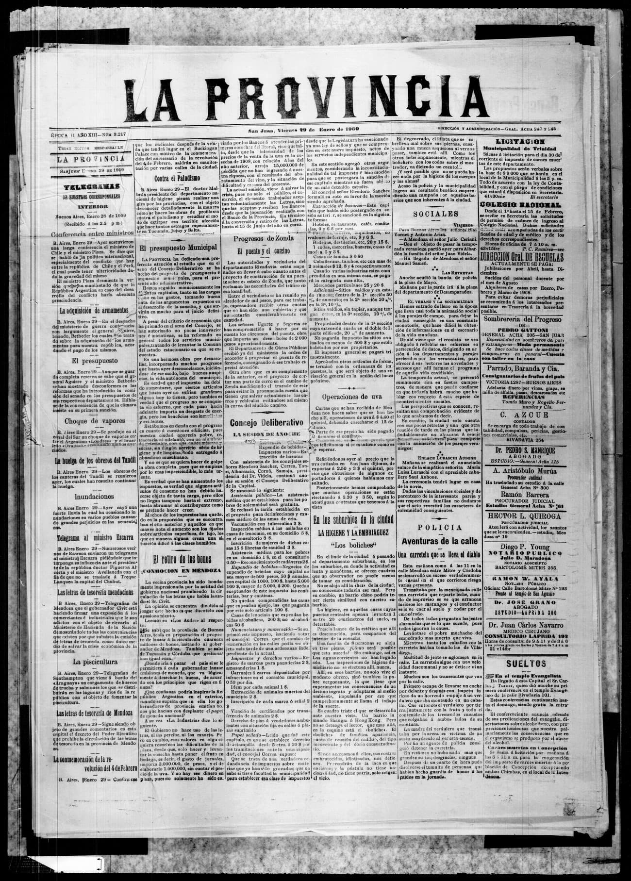 Portada · 29 de Enero de 1909
