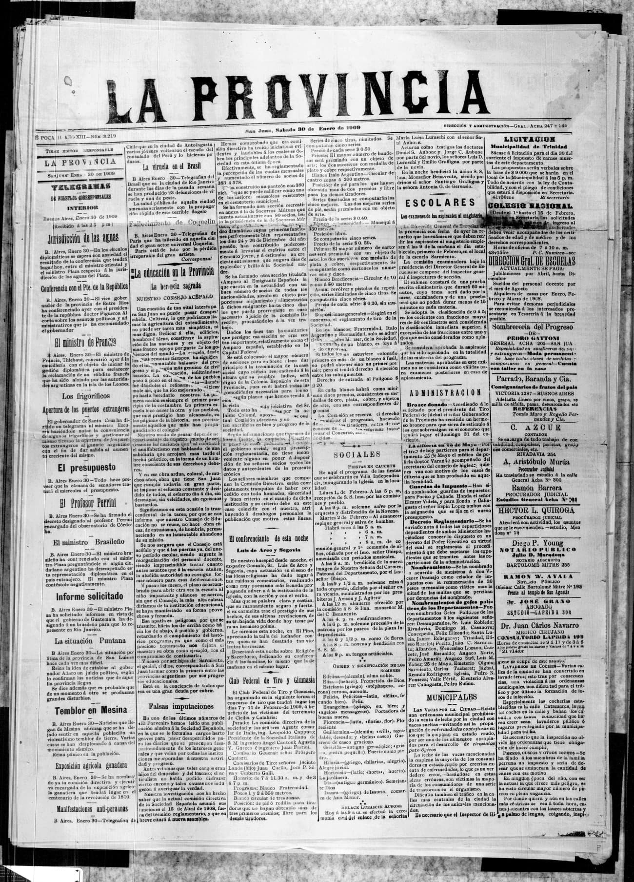 Portada · 30 de Enero de 1909