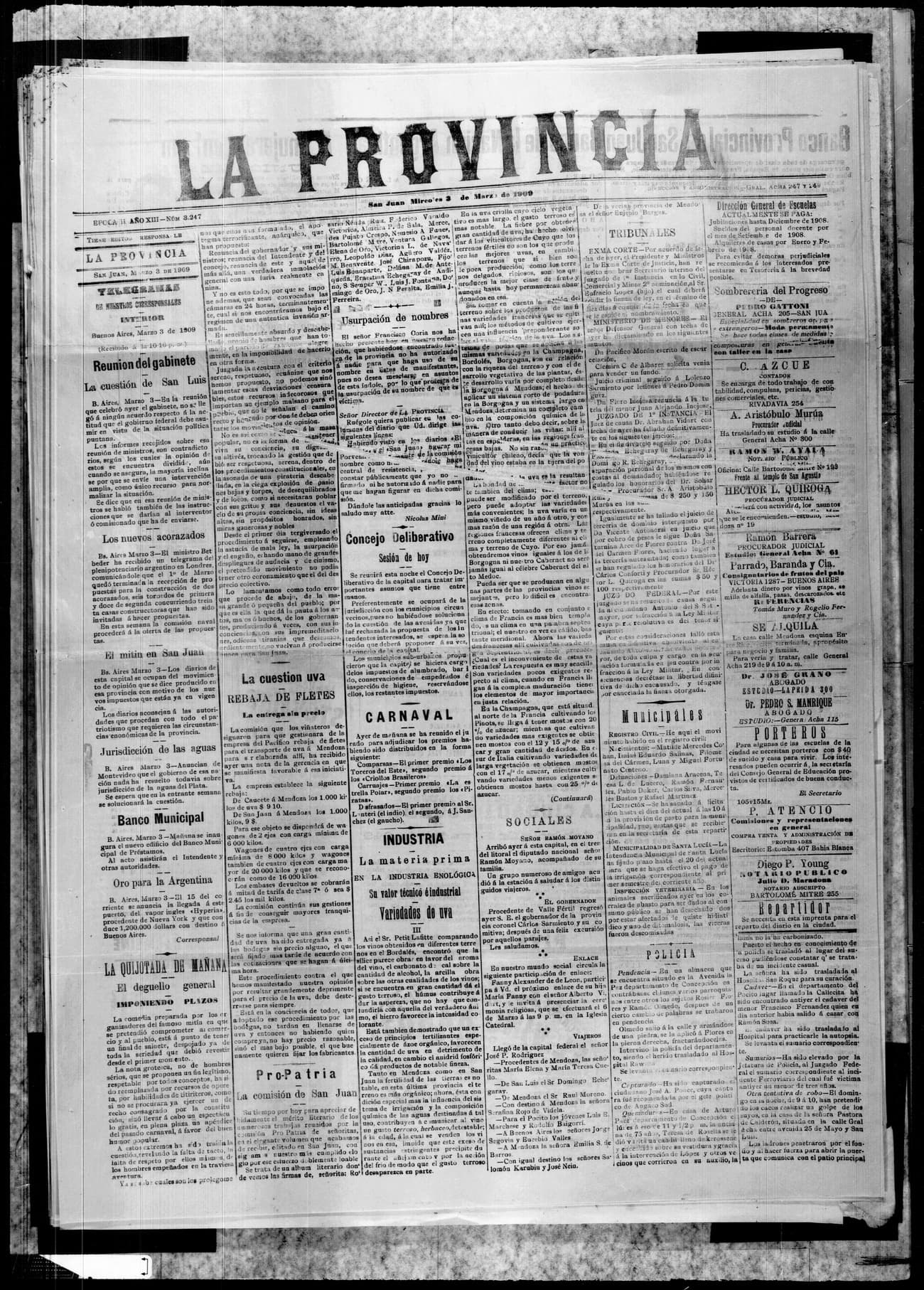 Portada · 3 de Marzo de 1909