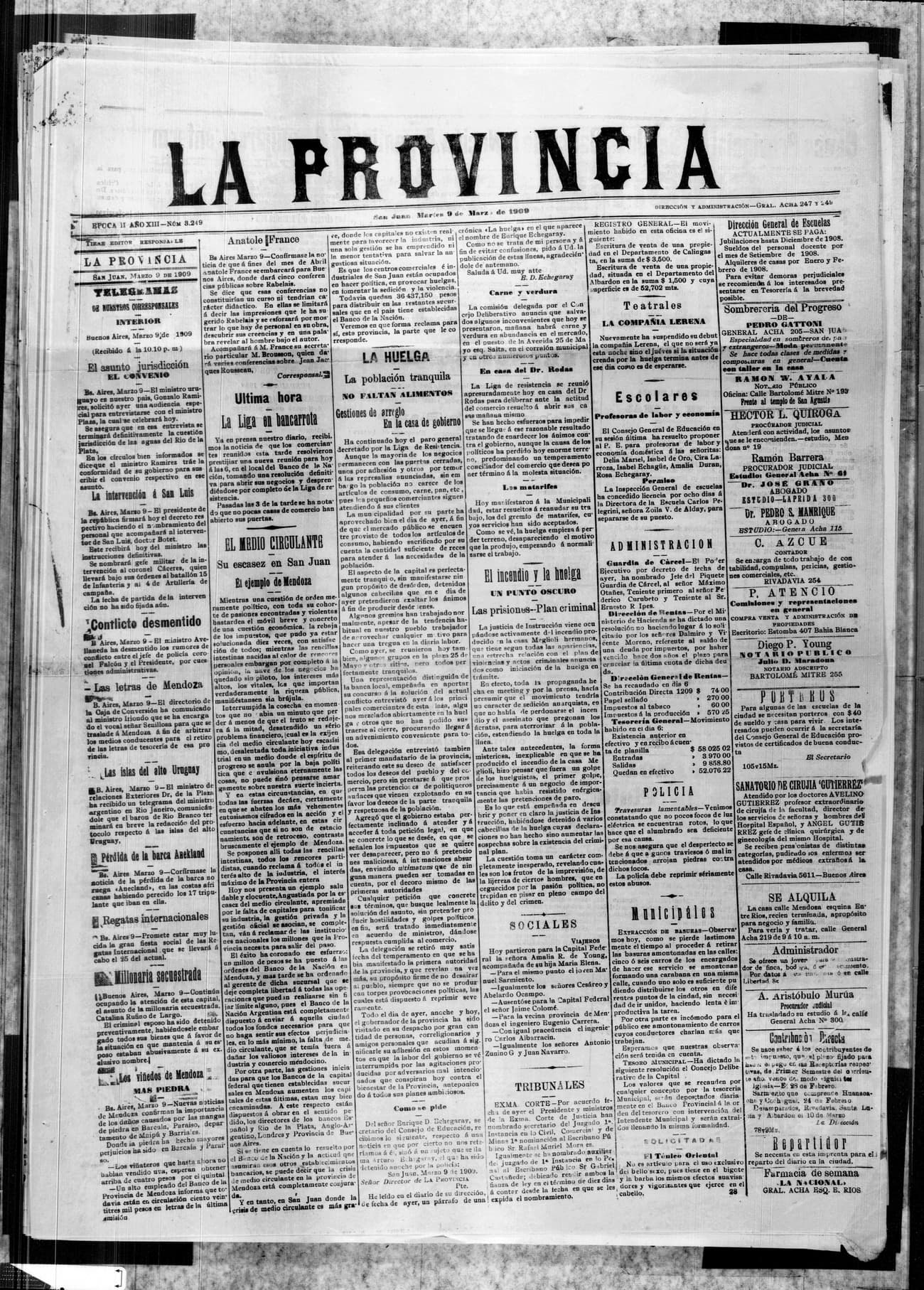 Portada · 9 de Marzo de 1909