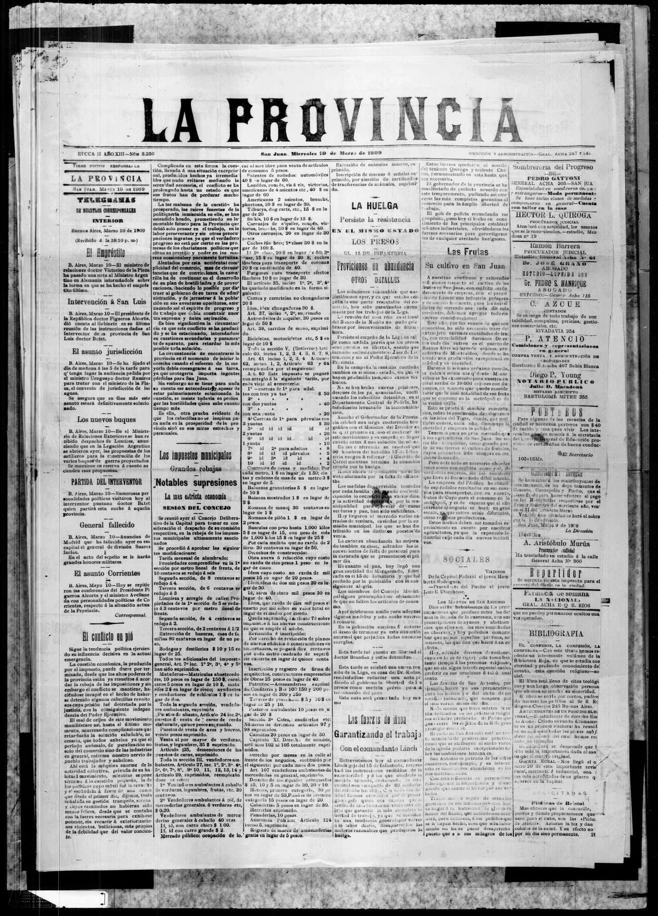 Portada · 10 de Marzo de 1909
