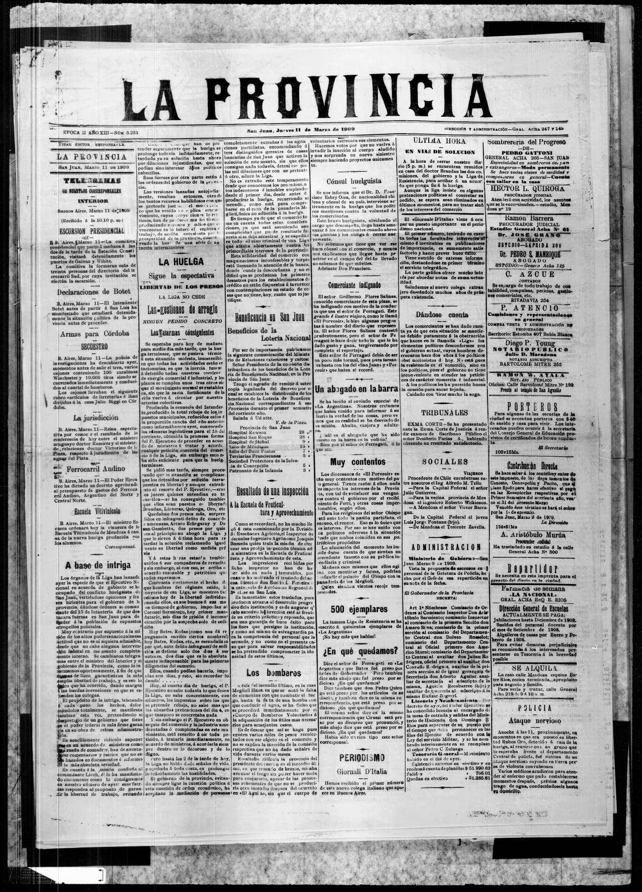 Portada · 11 de Marzo de 1909