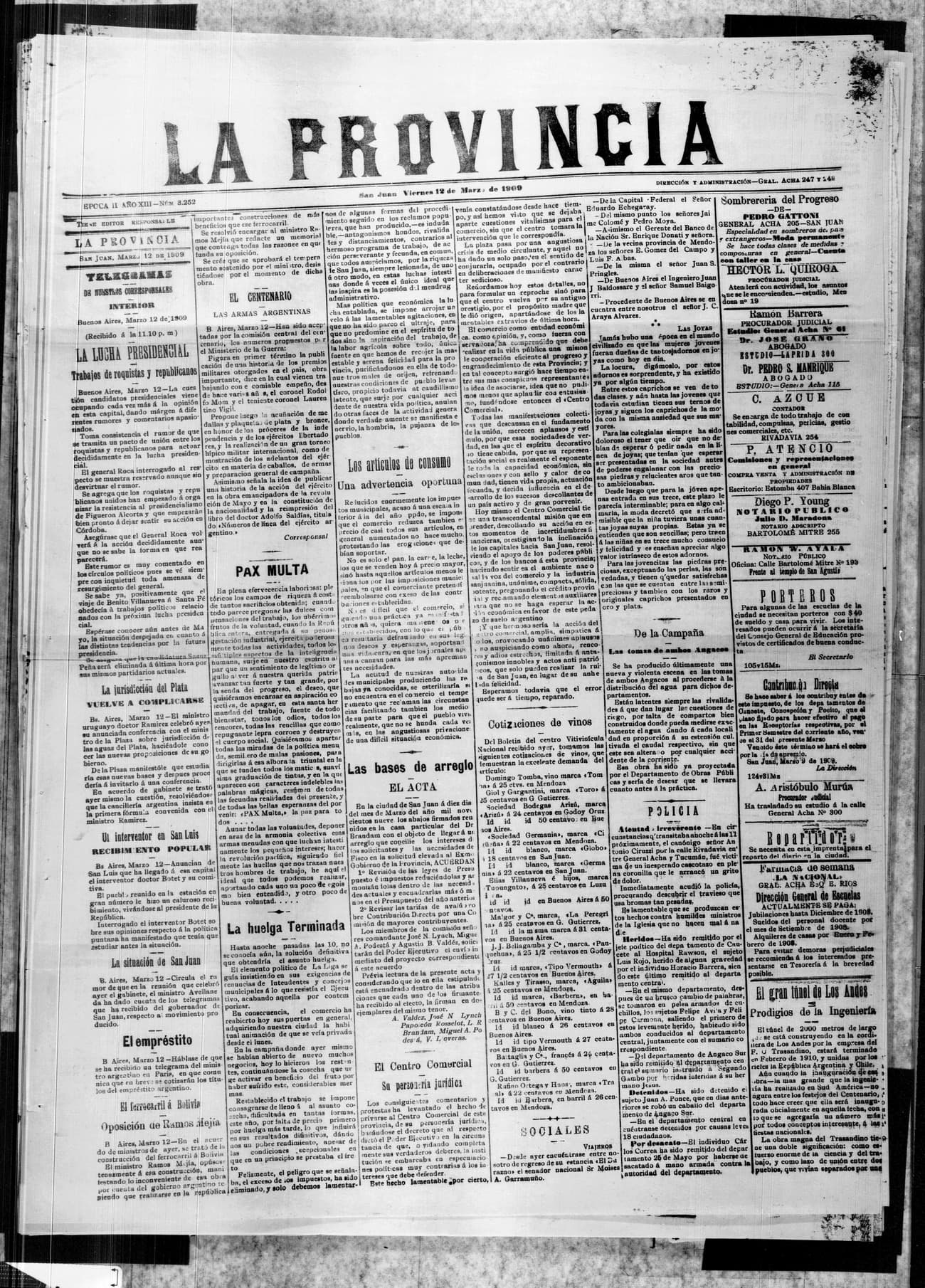 Portada · 12 de Marzo de 1909