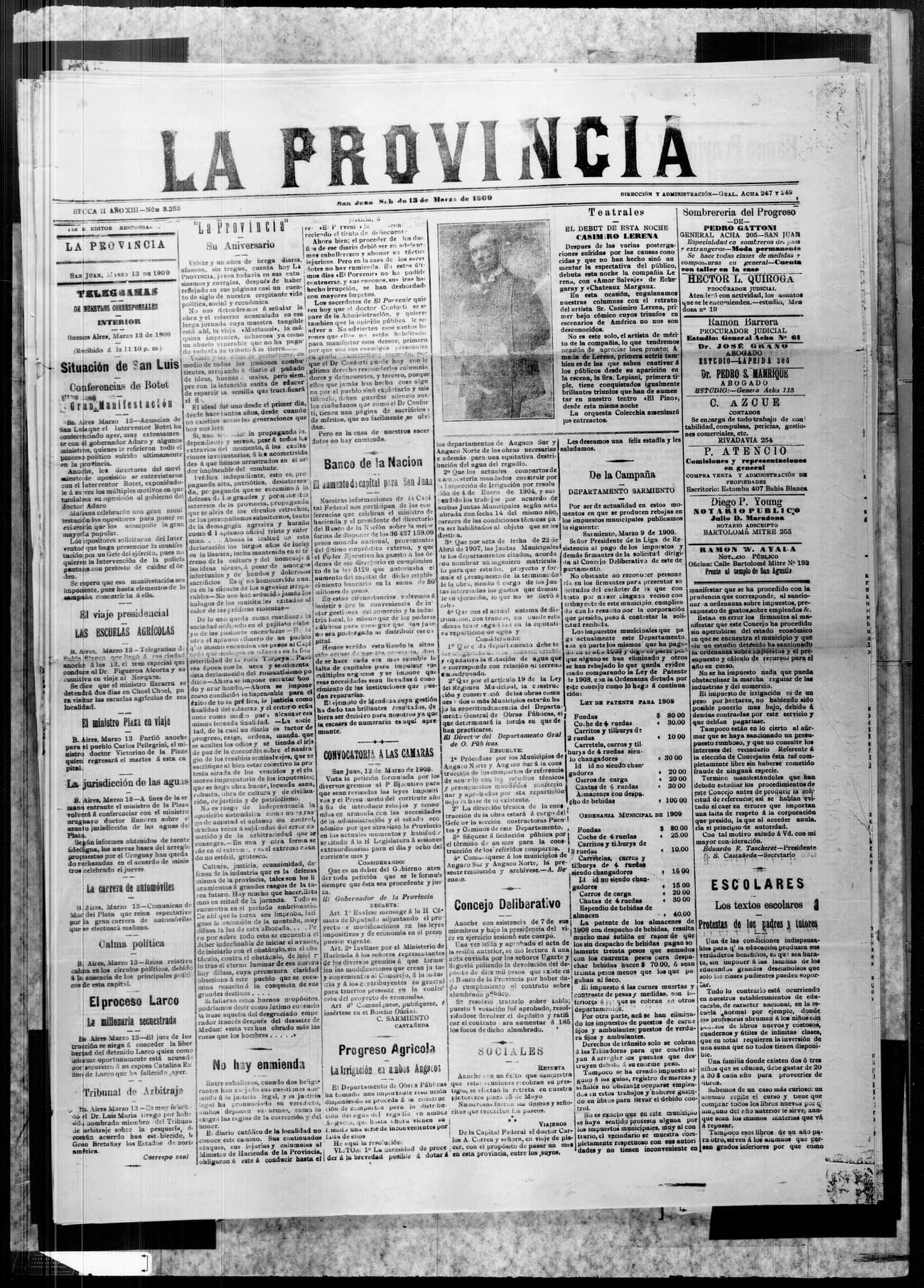 Portada · 13 de Marzo de 1909